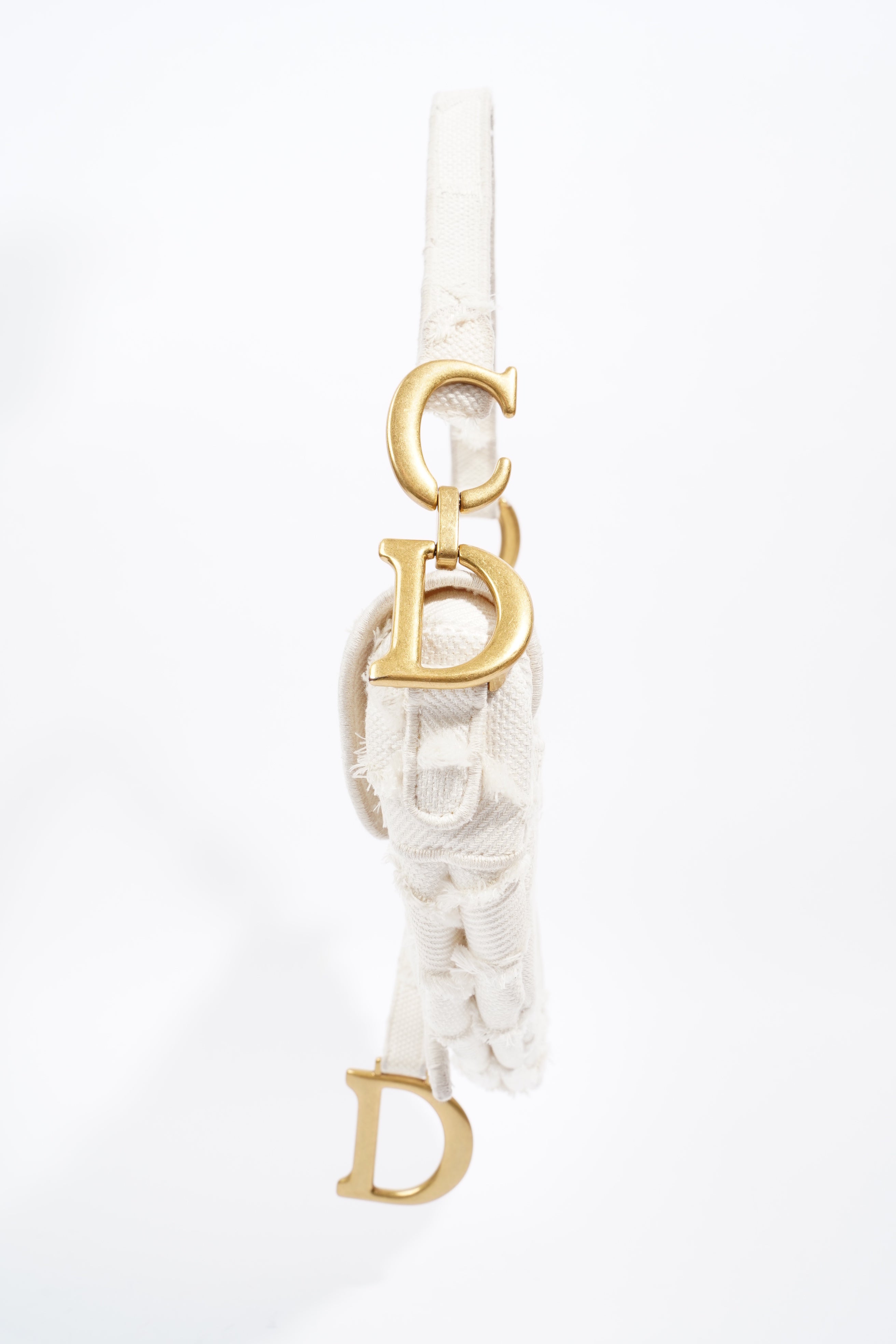 Christian Dior Saddle Bag White Canvas