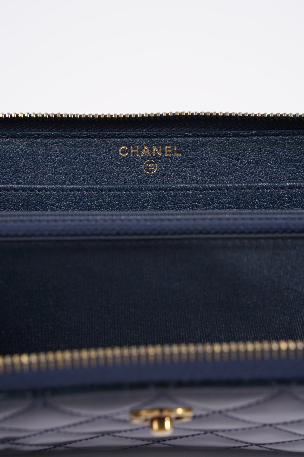 Chanel Long Wallet Midnight Blue Patent Leather