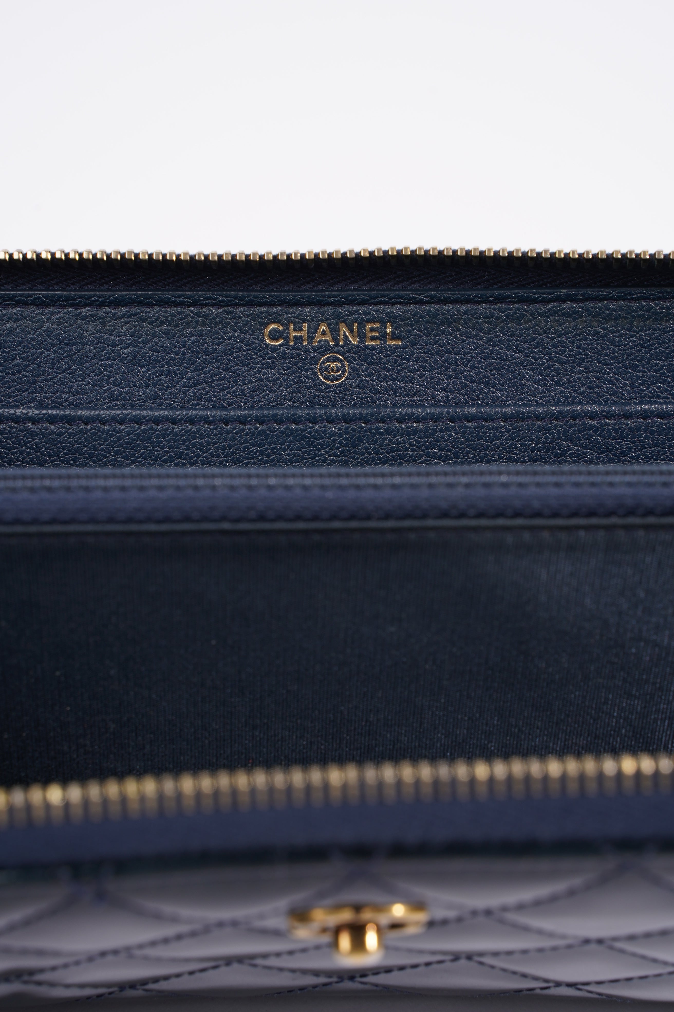 Chanel Long Wallet Midnight Blue Patent Leather