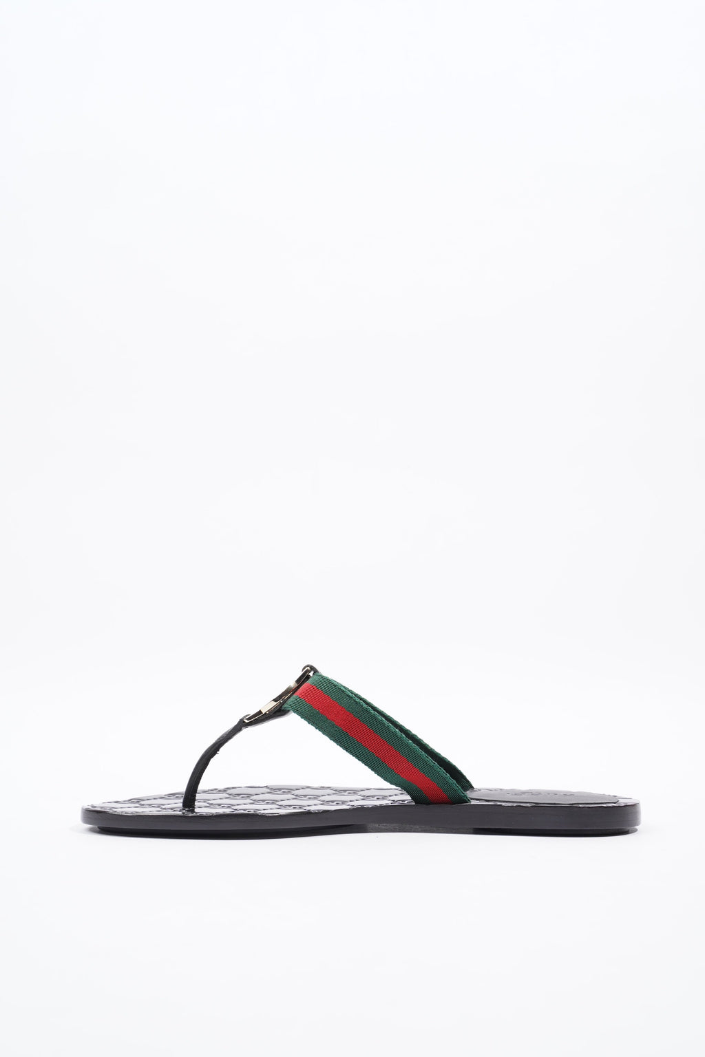 Gucci Interlocking G Thong Black / Red / Green Fabric EU 37 UK 4