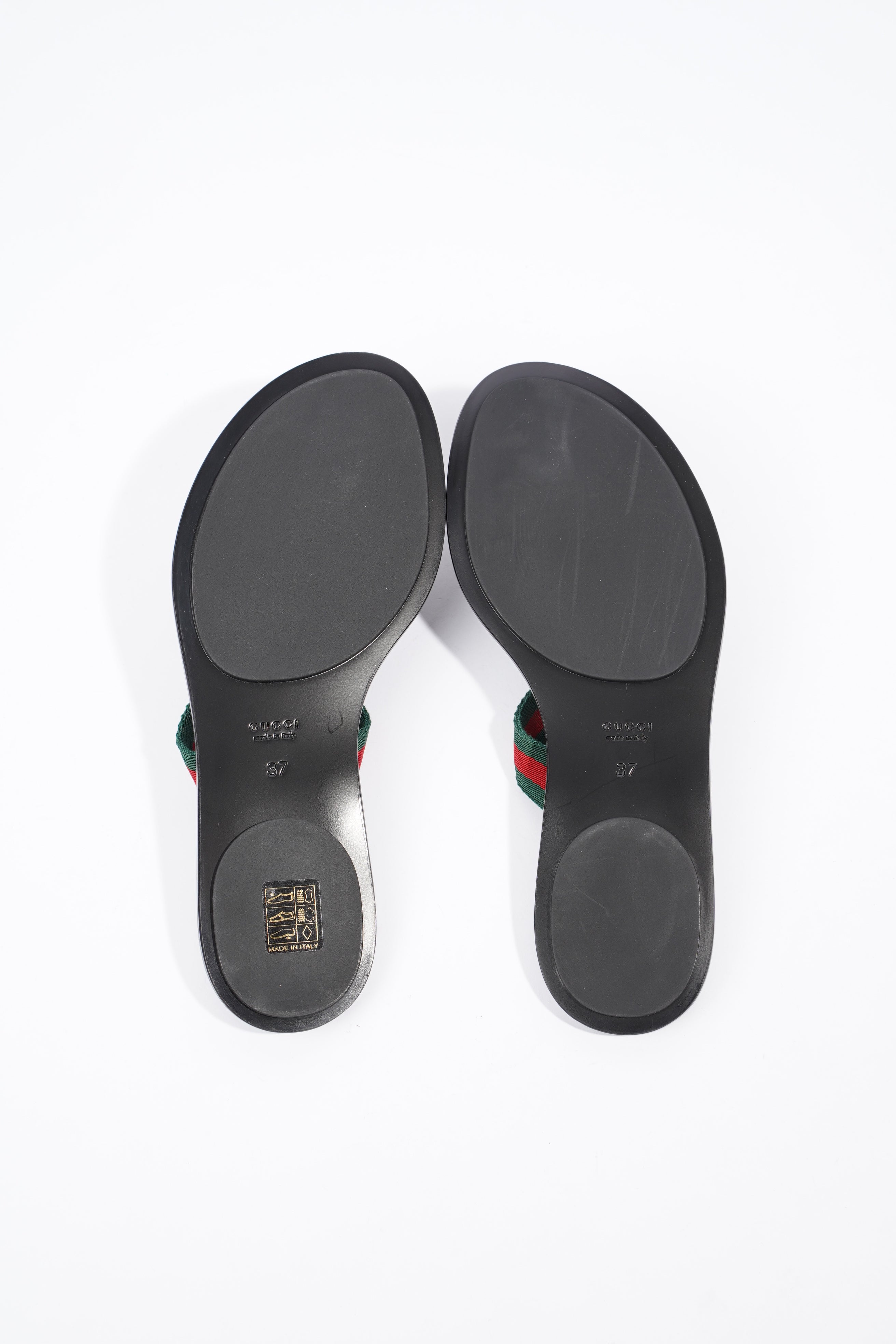 Gucci Interlocking G Thong Black / Red / Green Fabric EU 37 UK 4