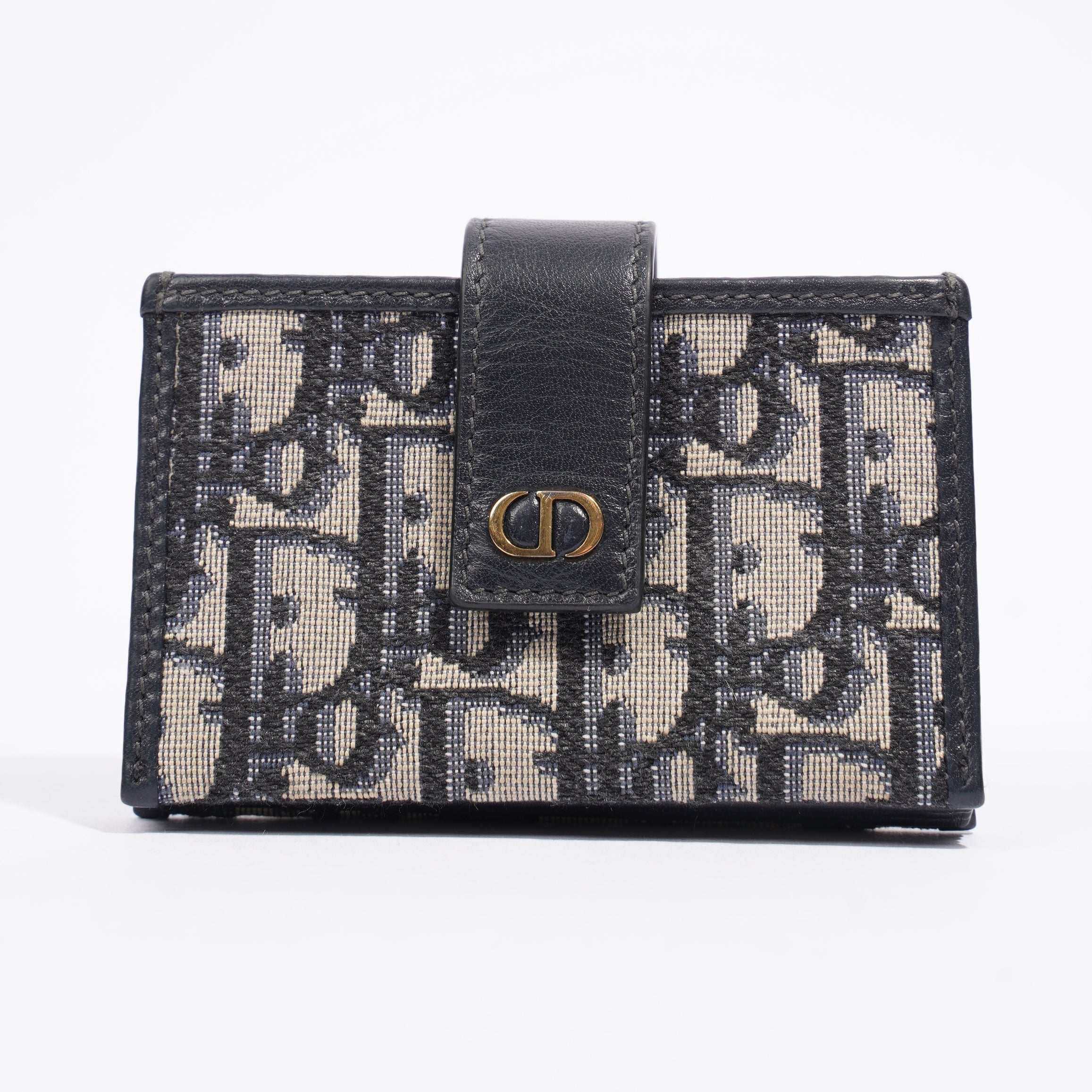Christian Dior 5 Card Holder Blue And Grey Oblique Leather