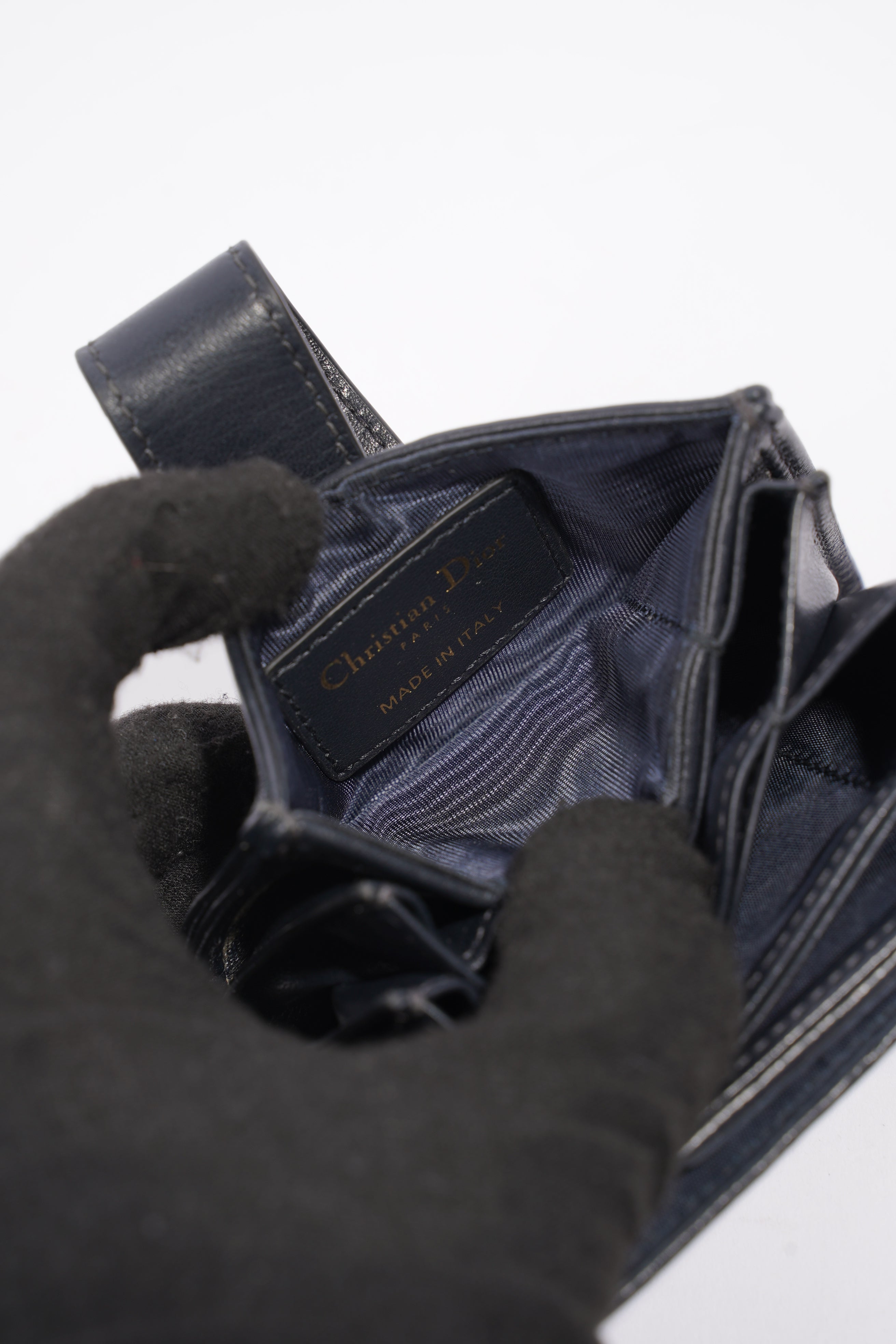 Christian Dior 5 Card Holder Blue And Grey Oblique Leather