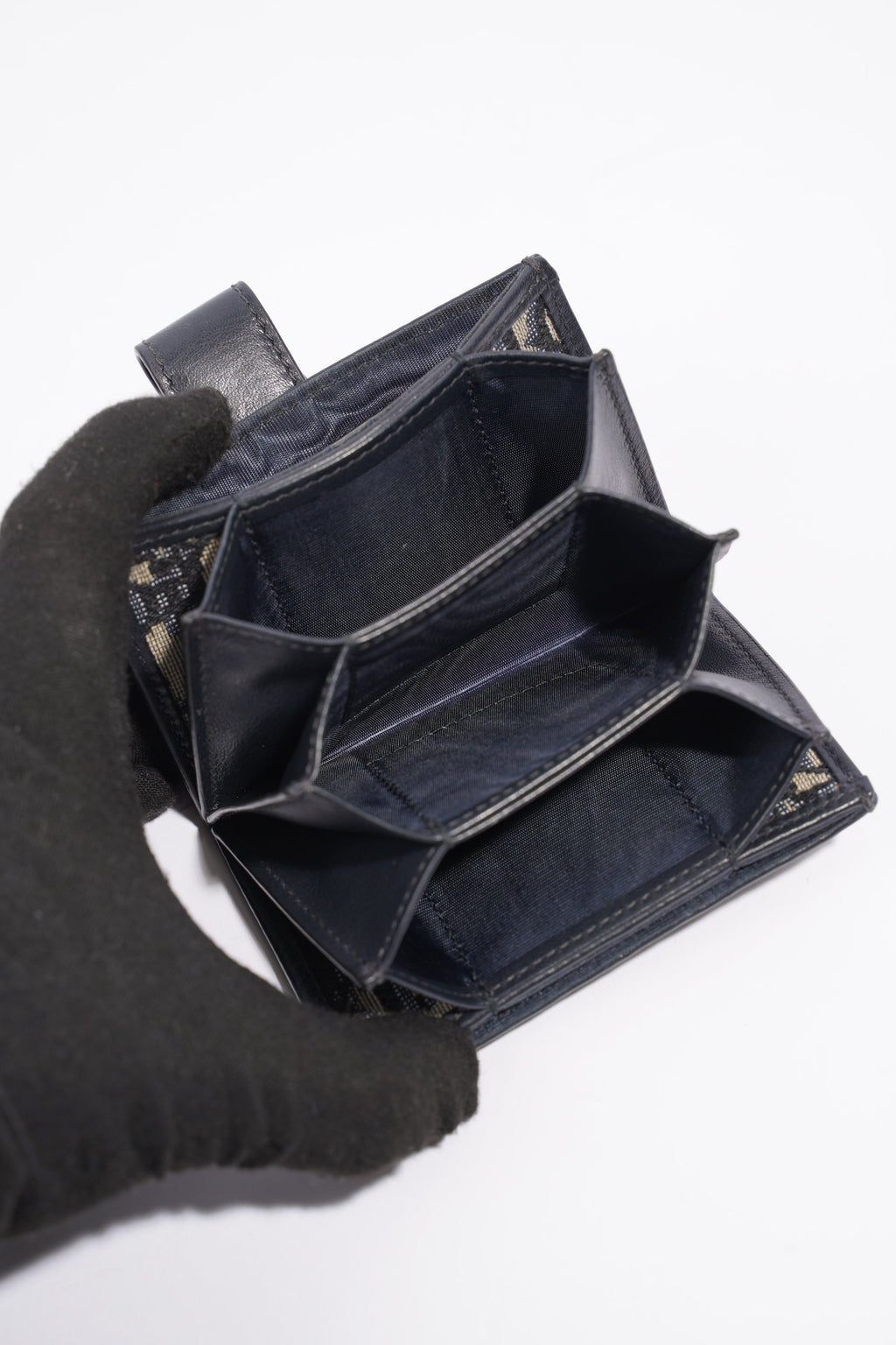 Christian Dior 5 Card Holder Blue And Grey Oblique Leather