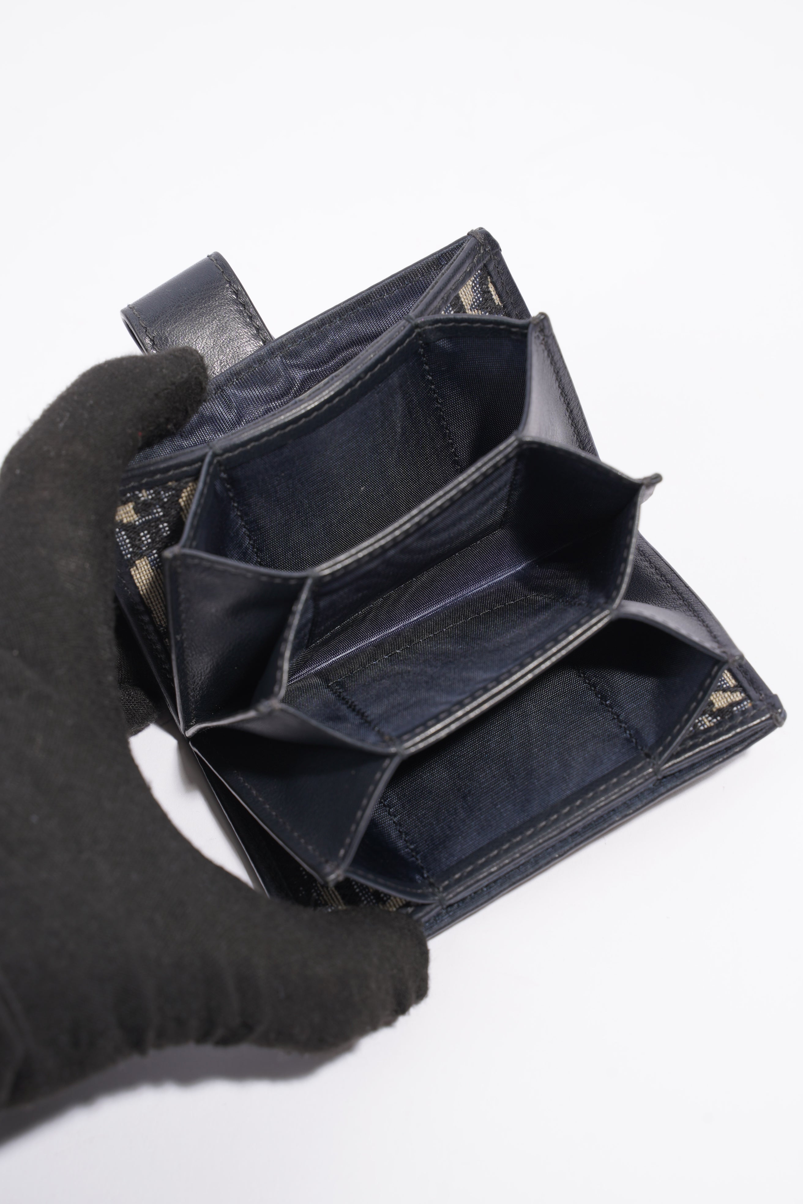 Christian Dior 5 Card Holder Blue And Grey Oblique Leather