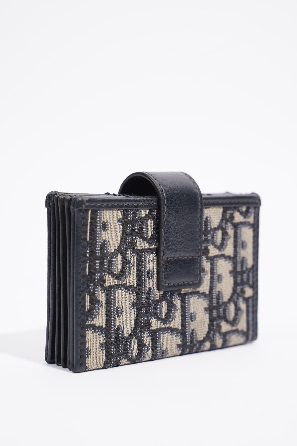 Christian Dior 5 Card Holder Blue And Grey Oblique Leather