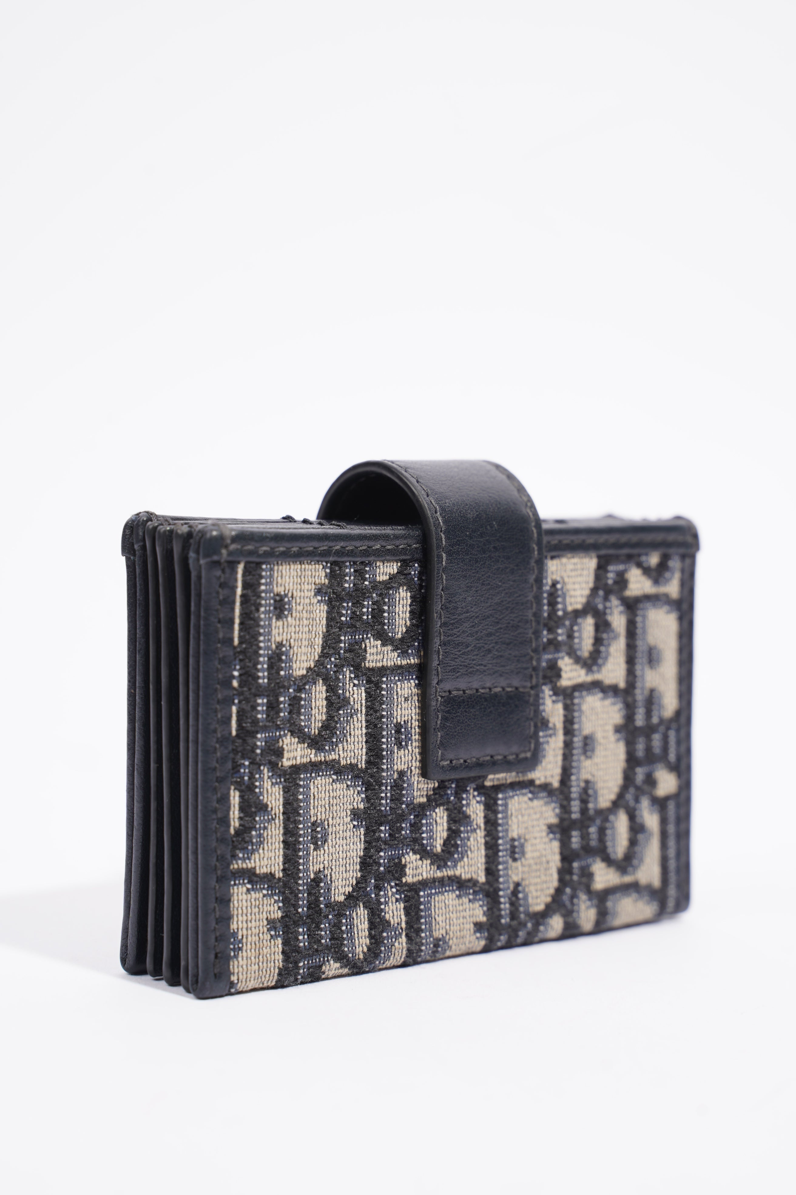 Christian Dior 5 Card Holder Blue And Grey Oblique Leather