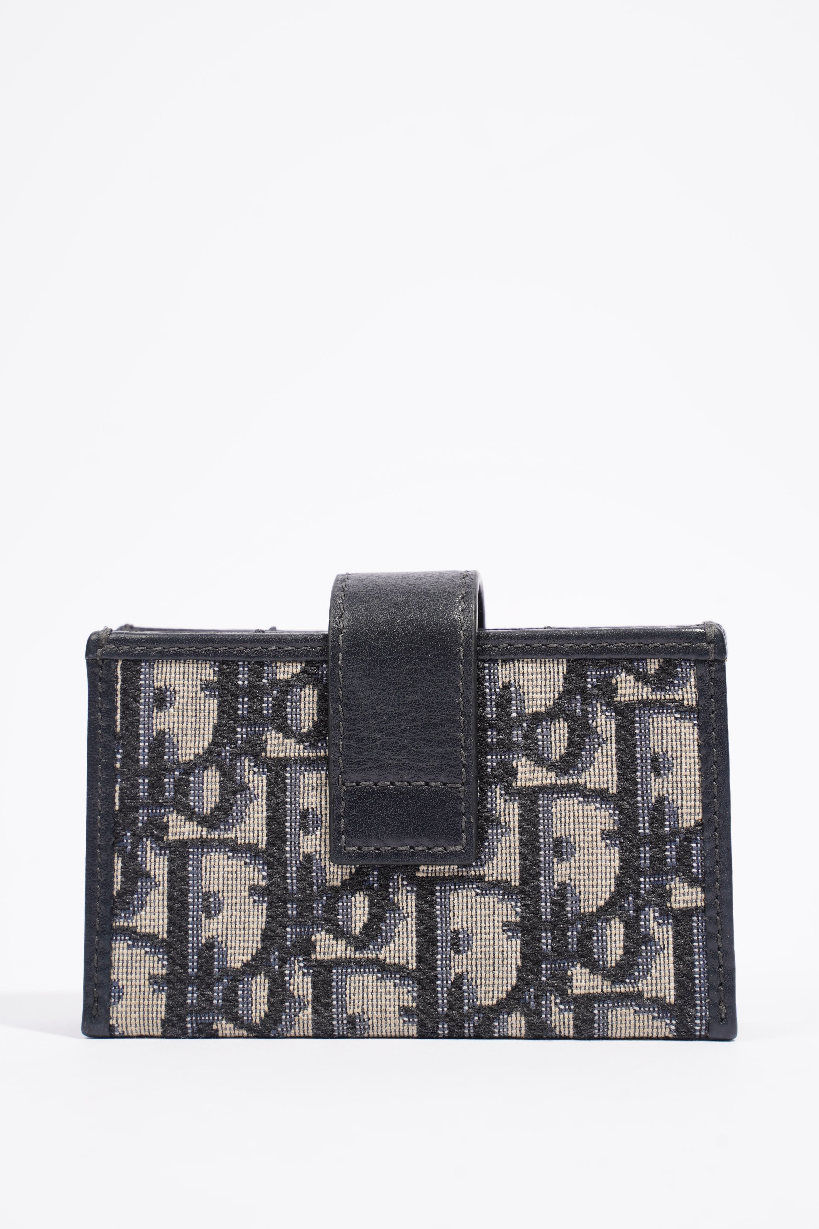 Christian Dior 5 Card Holder Blue And Grey Oblique Leather