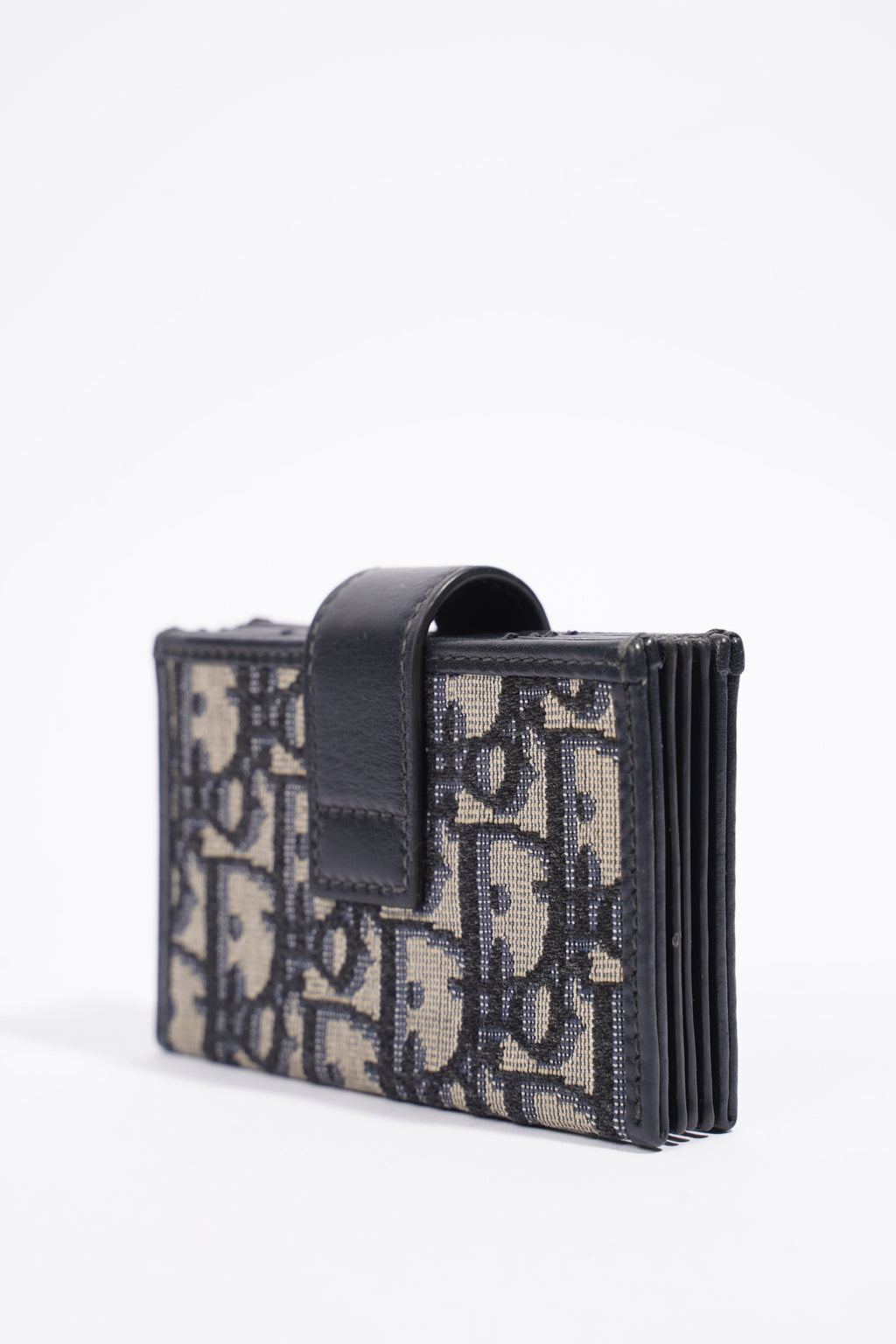 Christian Dior 5 Card Holder Blue And Grey Oblique Leather