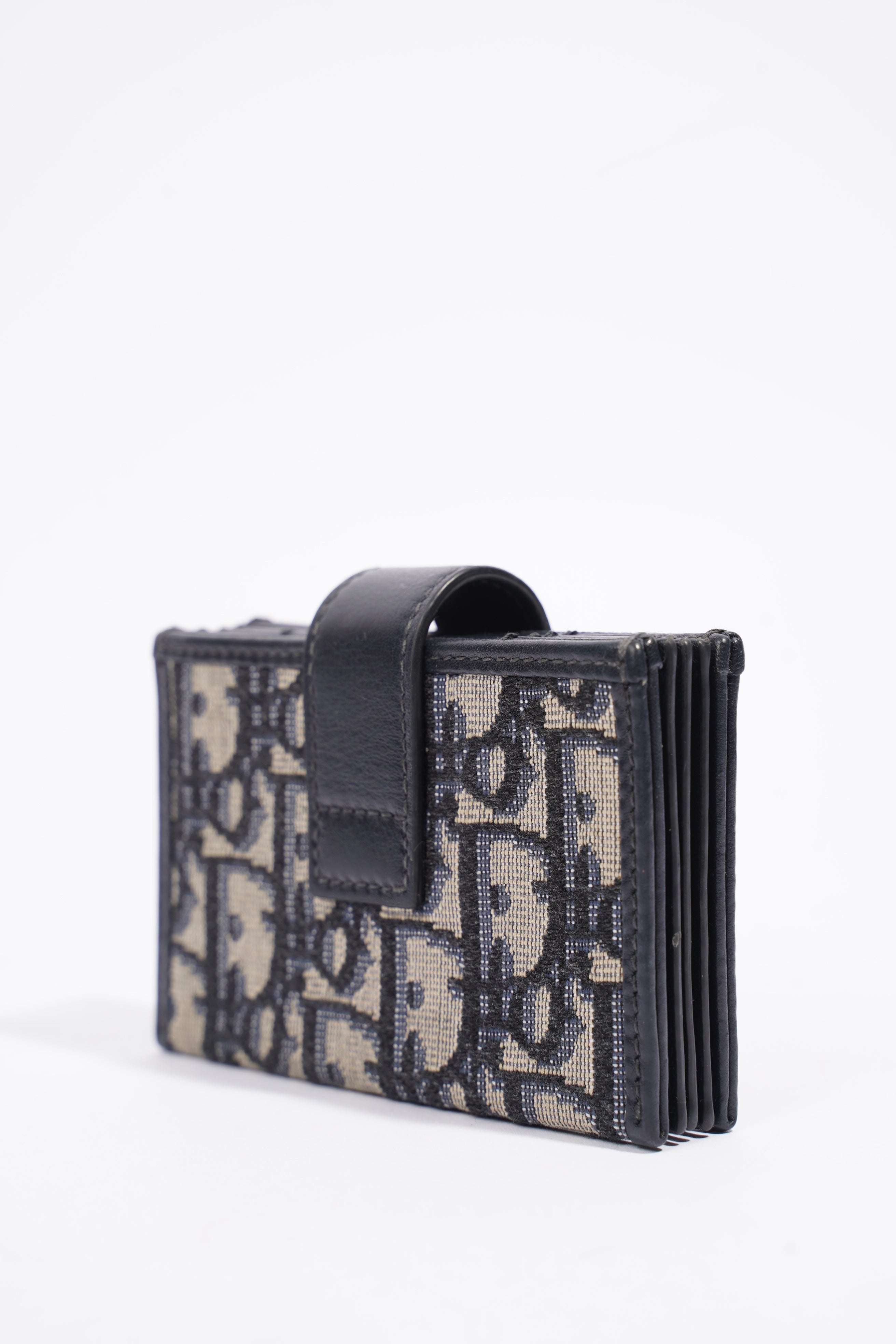 Christian Dior 5 Card Holder Blue And Grey Oblique Leather