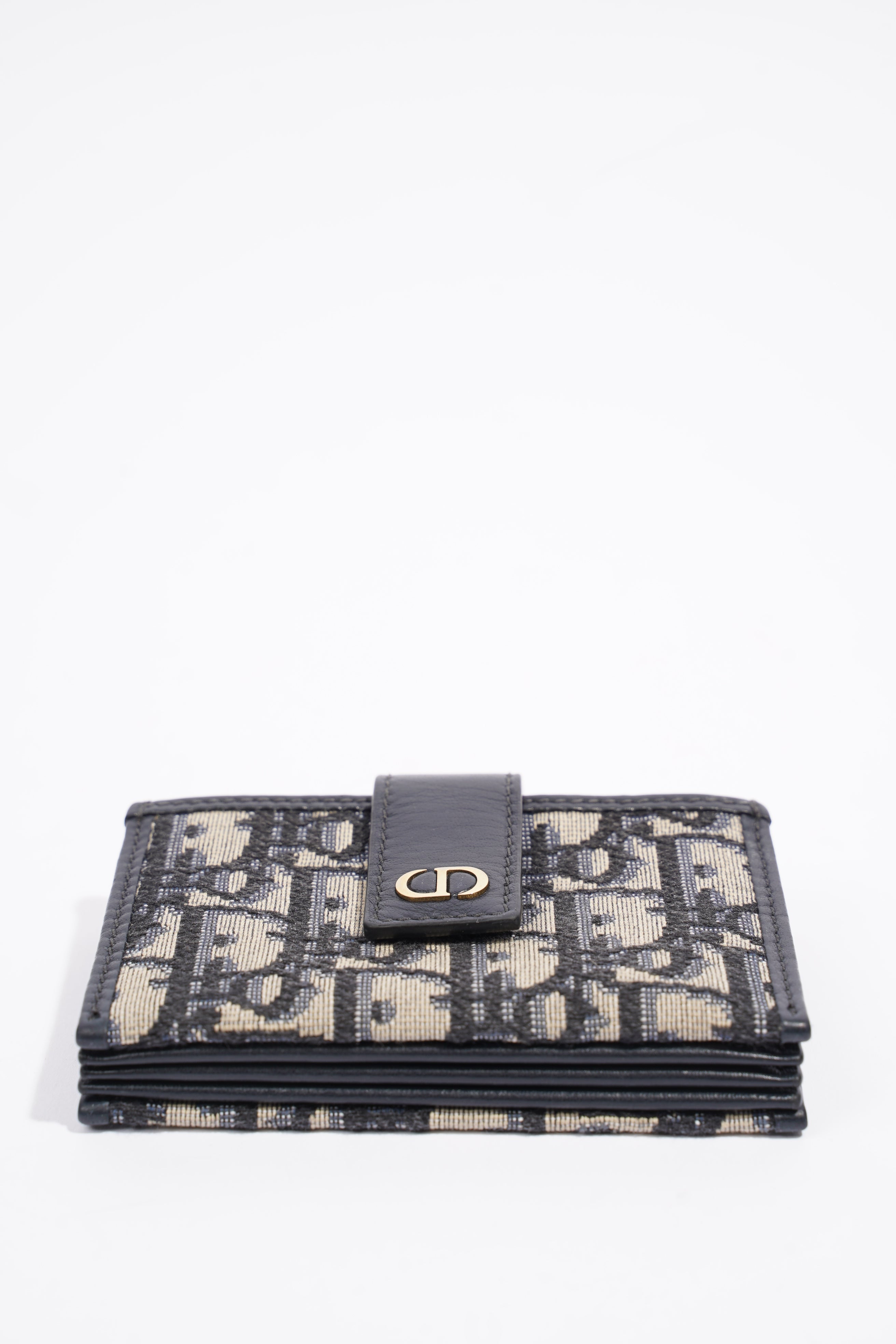 Christian Dior 5 Card Holder Blue And Grey Oblique Leather