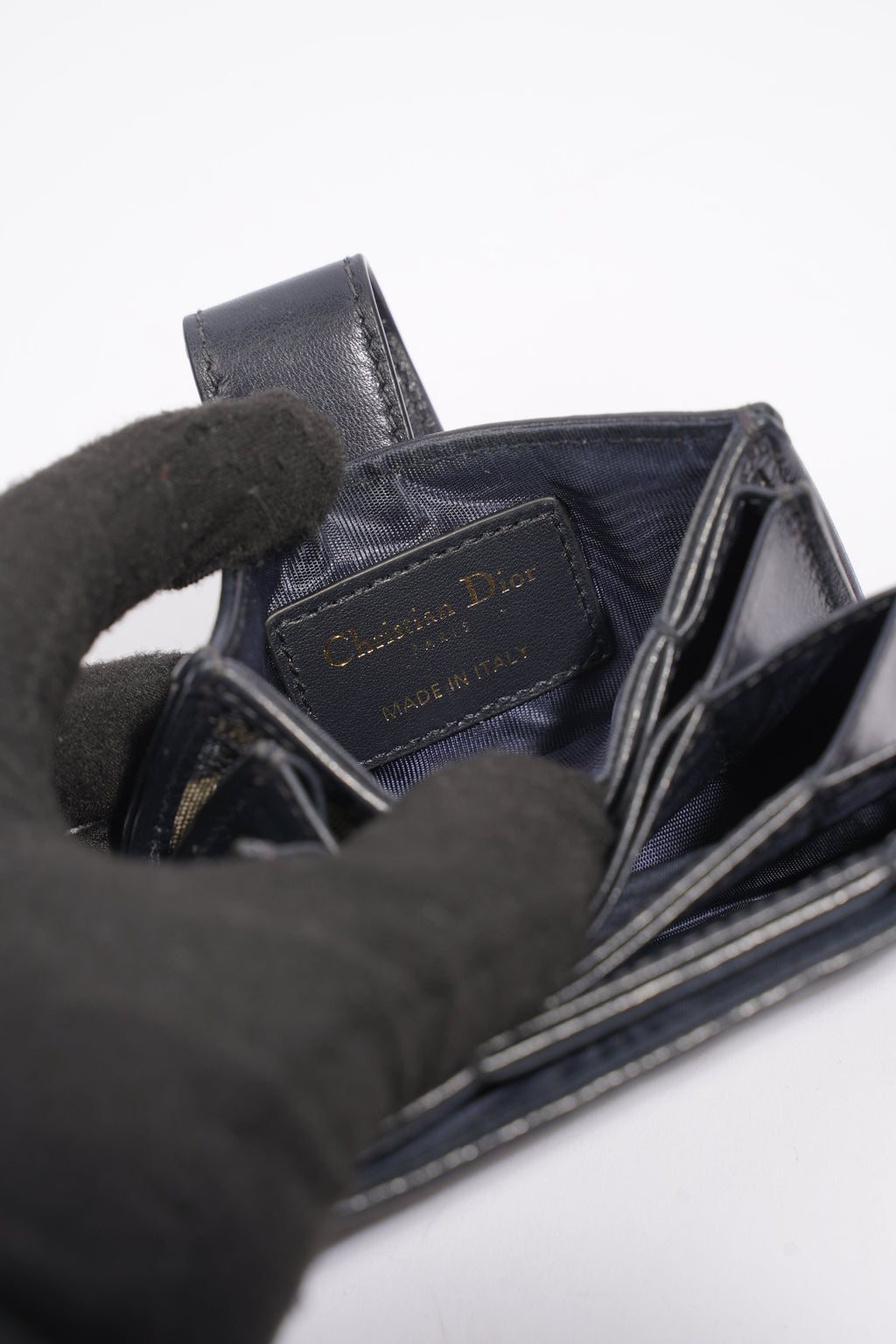 Christian Dior 5 Card Holder Blue And Grey Oblique Leather