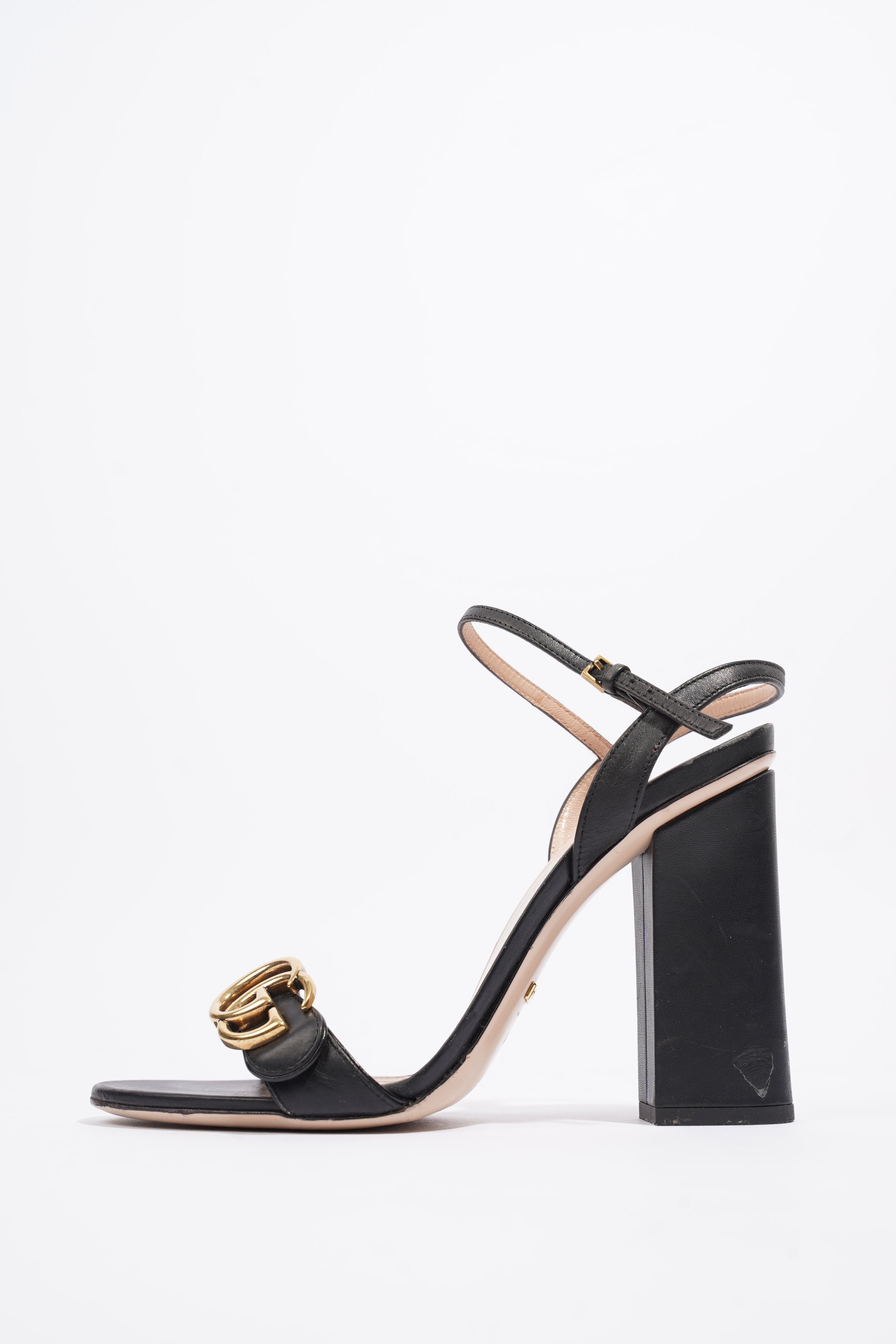Gucci GG Marmont Sandals Black Leather EU 39 UK 6