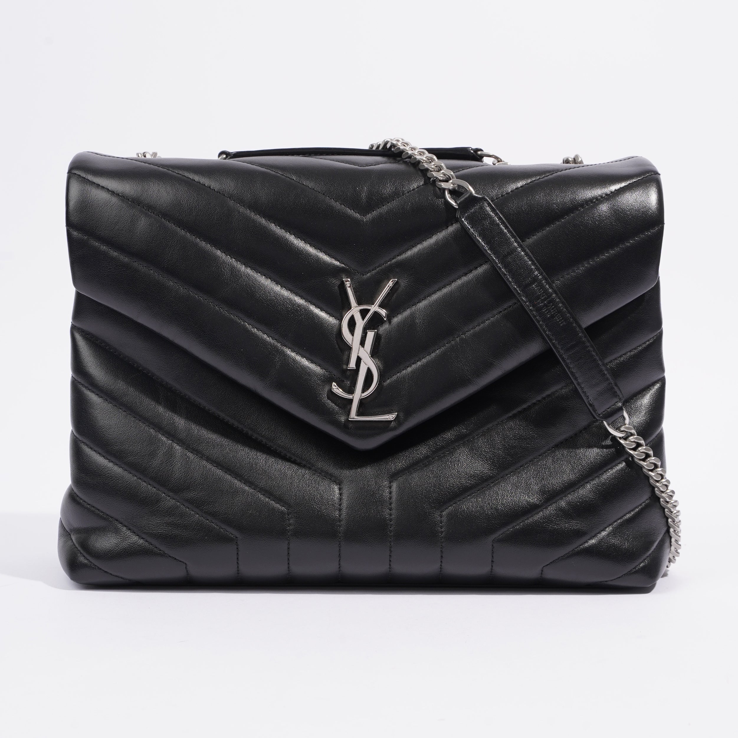 Saint Laurent Medium Lou Lou Black Calfskin Leather