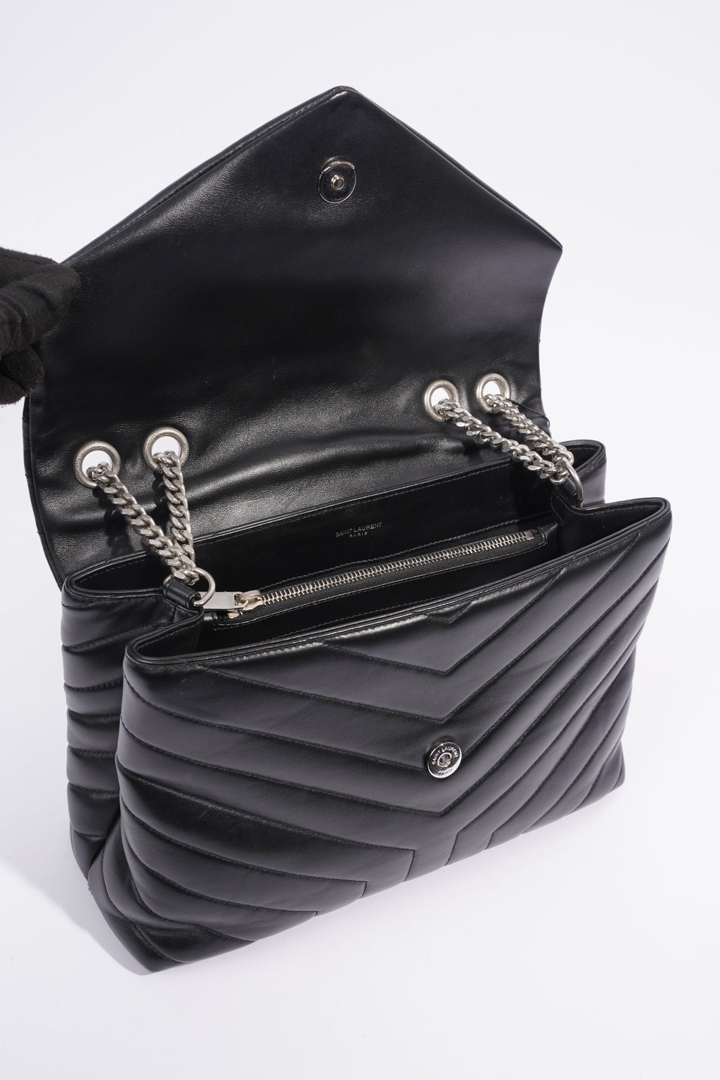 Saint Laurent Medium Lou Lou Black Calfskin Leather