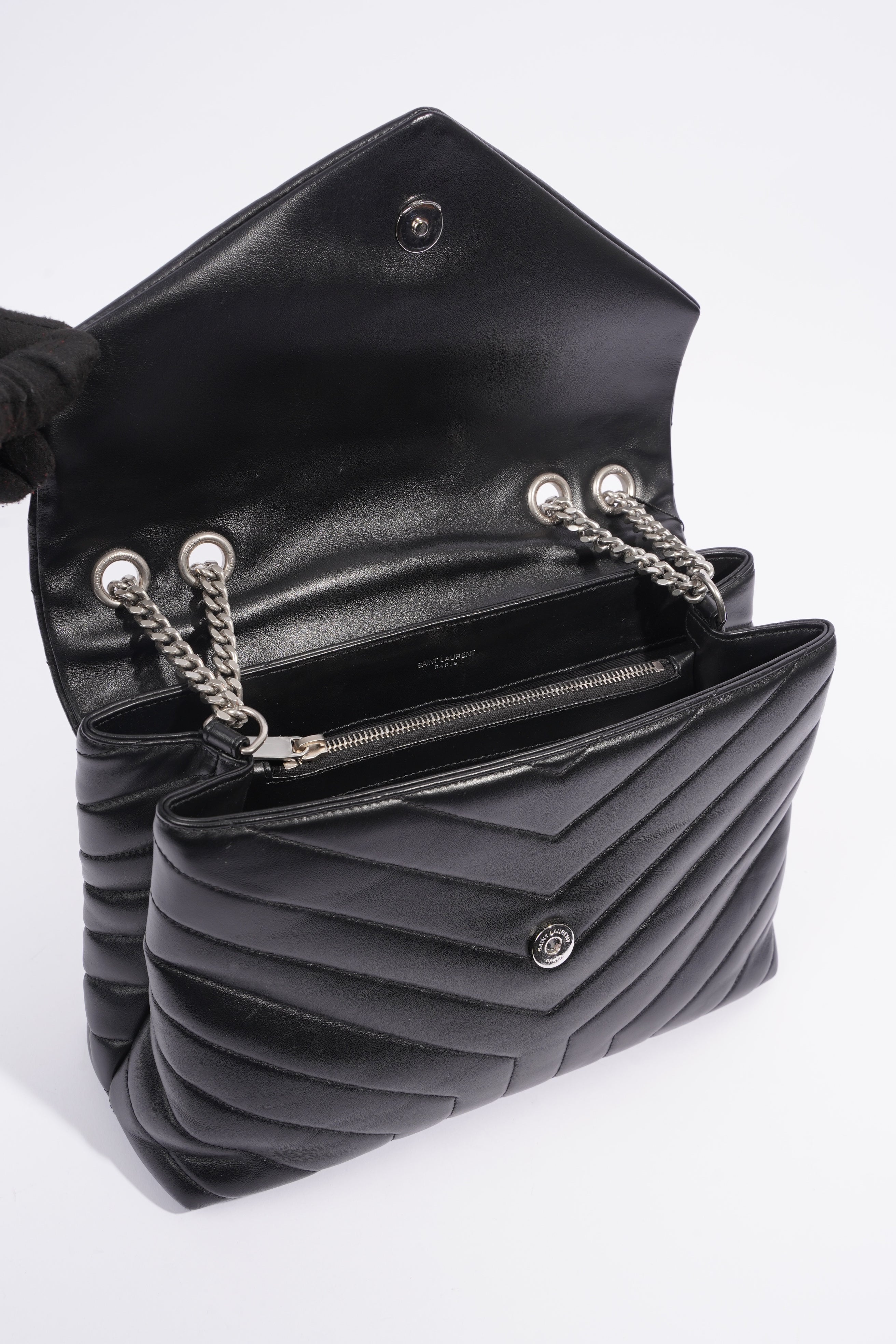 Saint Laurent Medium Lou Lou Black Calfskin Leather
