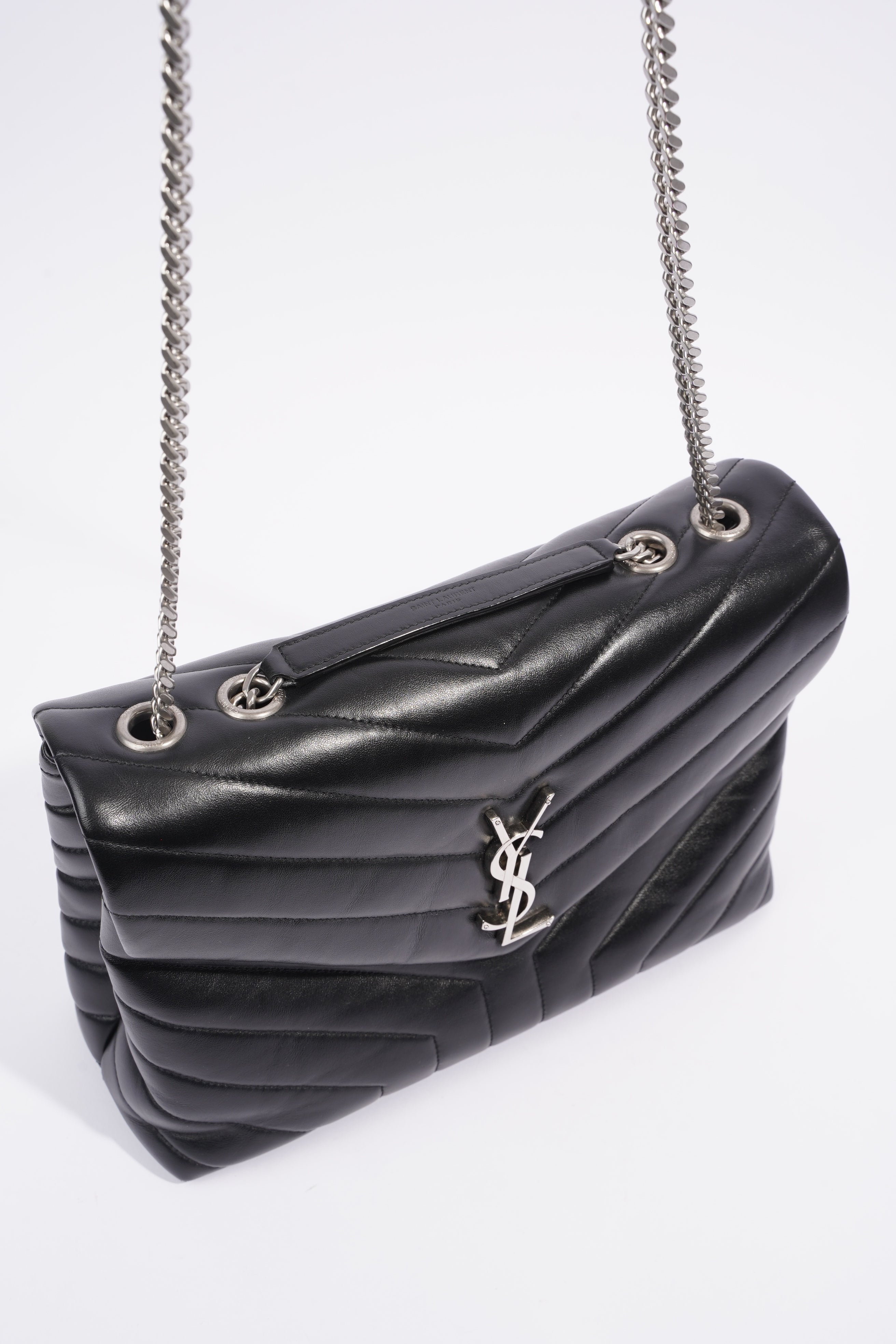 Saint Laurent Medium Lou Lou Black Calfskin Leather