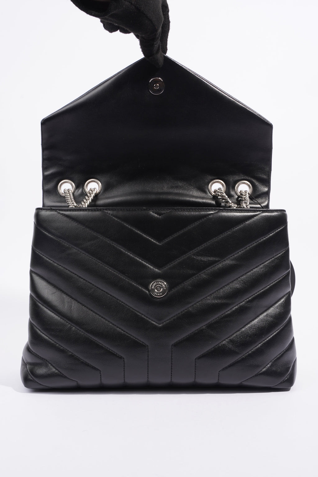 Saint Laurent Medium Lou Lou Black Calfskin Leather