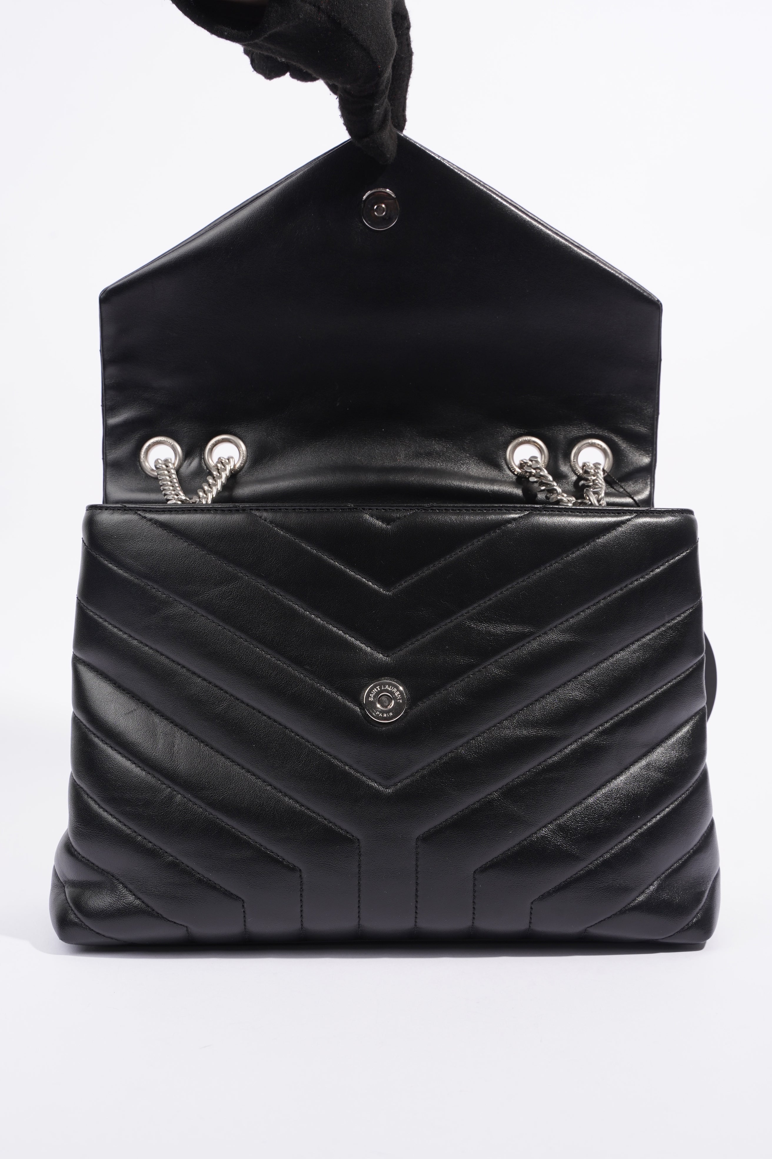 Saint Laurent Medium Lou Lou Black Calfskin Leather