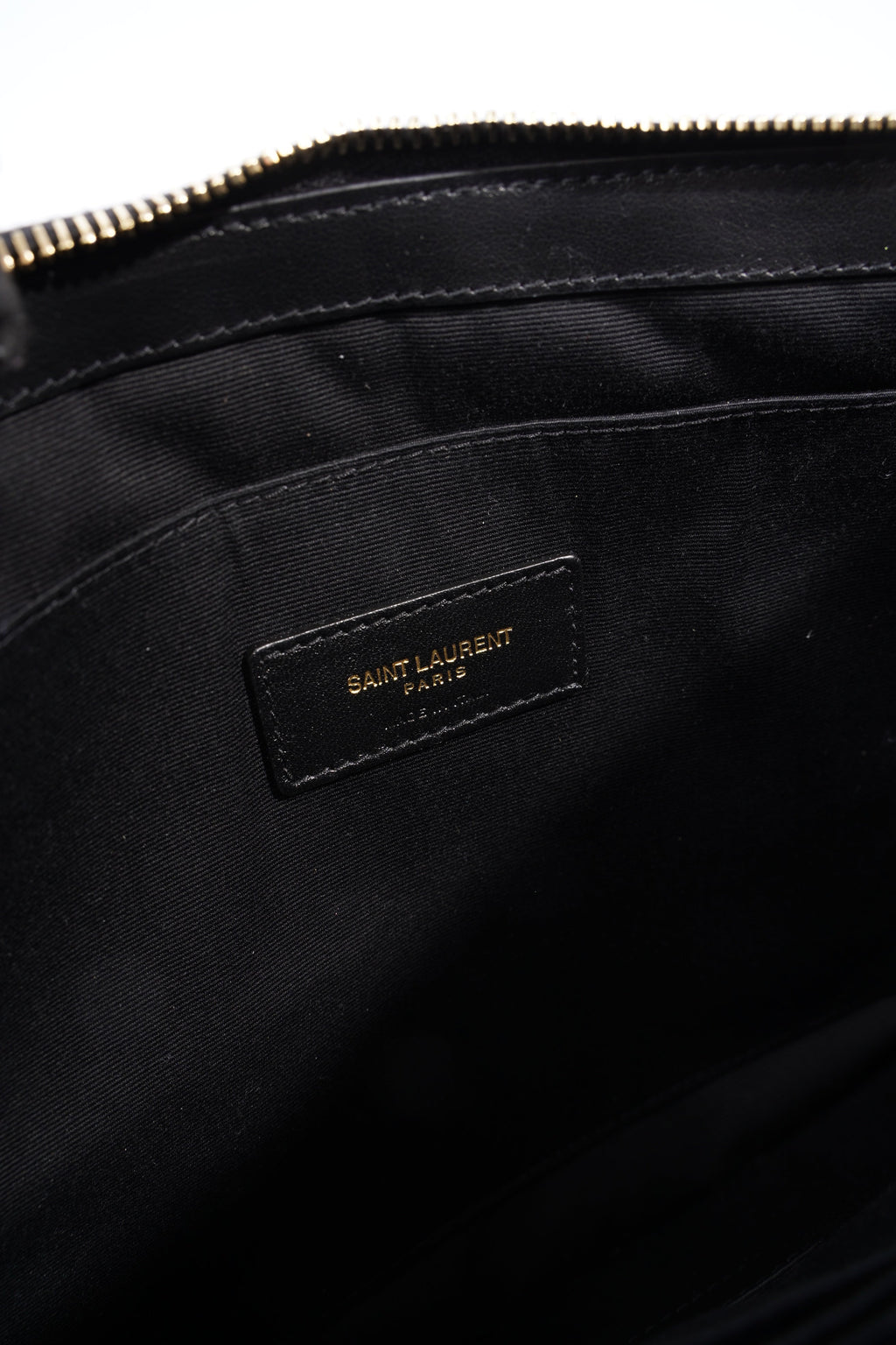 Saint Laurent Wristlet Pouch Black Matelasse Leather