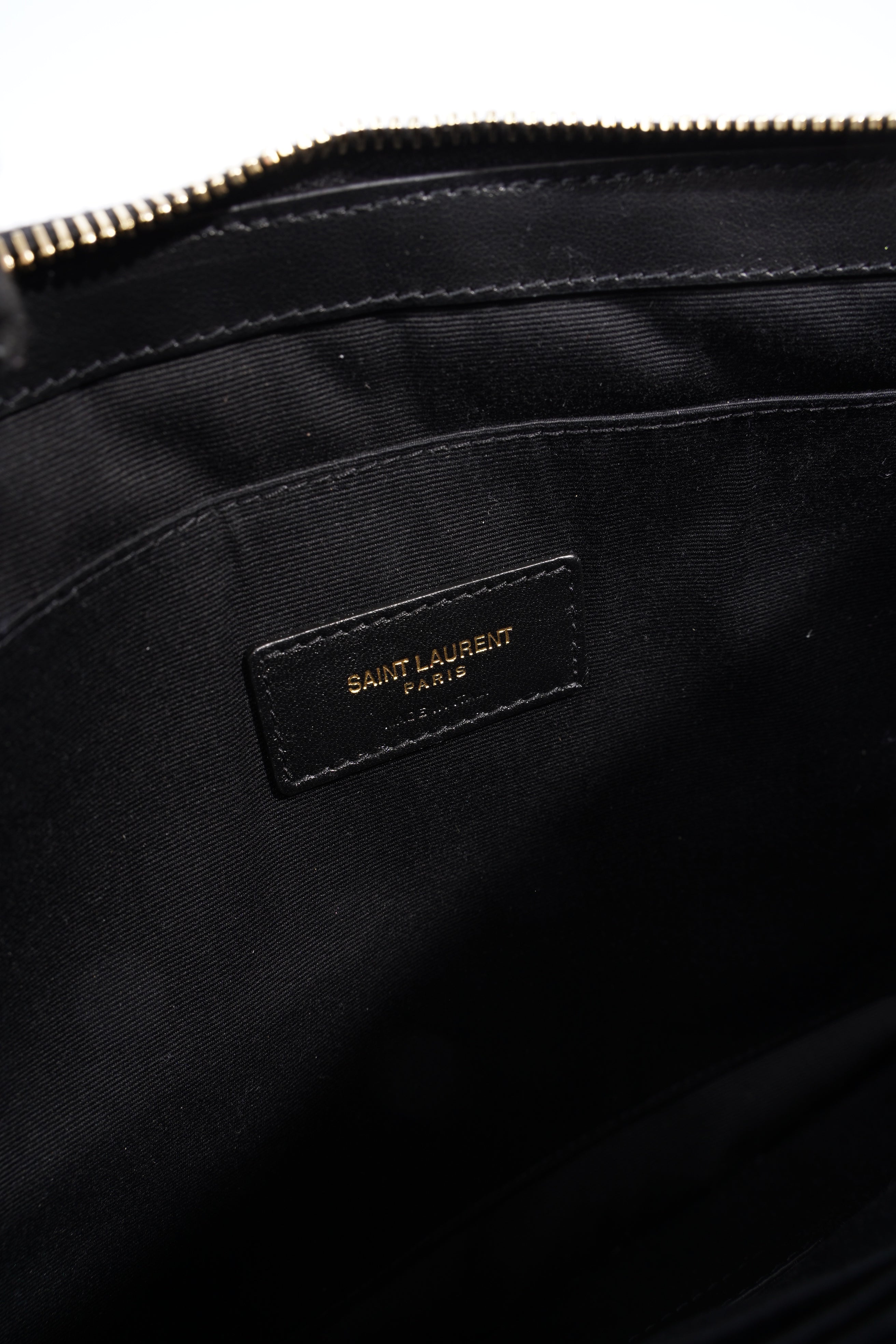 Saint Laurent Wristlet Pouch Black Matelasse Leather