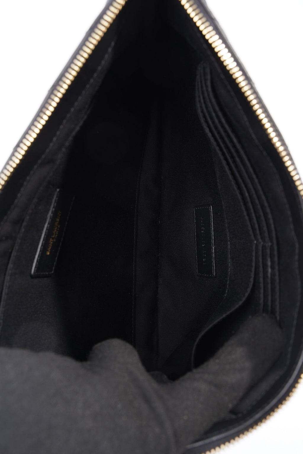 Saint Laurent Wristlet Pouch Black Matelasse Leather