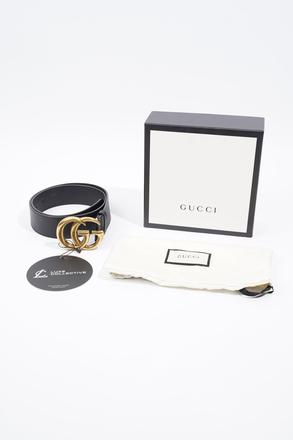 Gucci Marmont Belt Black / Gold Leather 80cm 32"