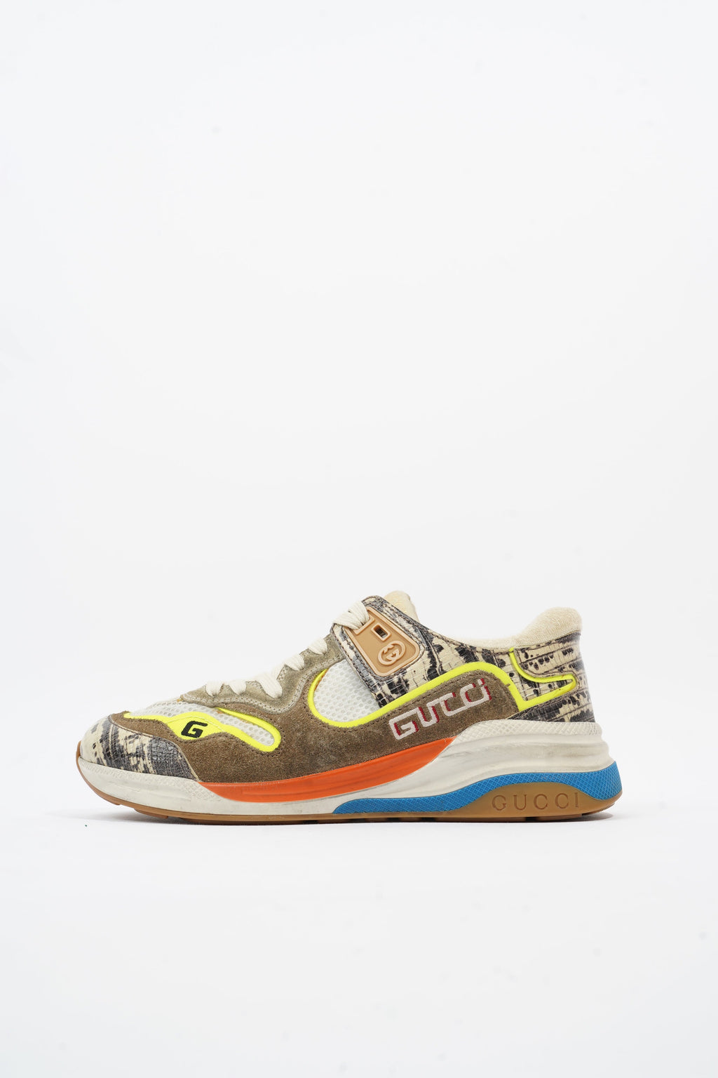 Gucci Ultrapace Sneaker Beige / Brown / Yellow Mesh EU 37 UK 4