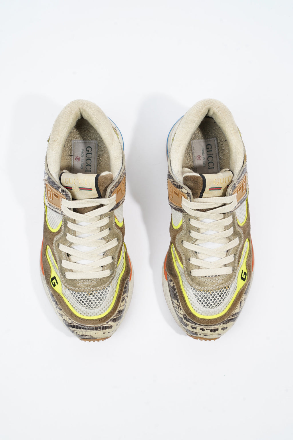 Gucci Ultrapace Sneaker Beige / Brown / Yellow Mesh EU 37 UK 4