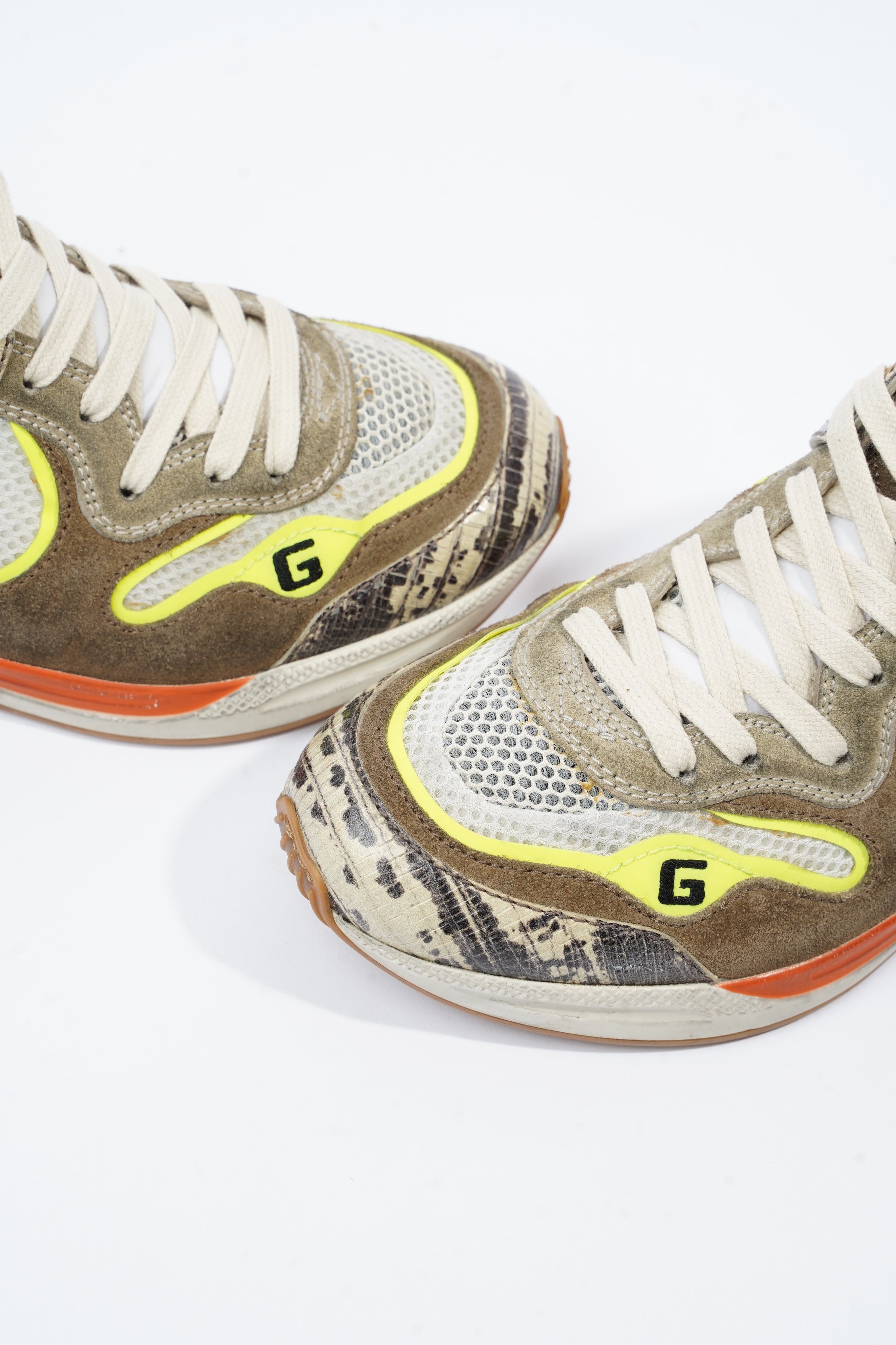 Gucci Ultrapace Sneaker Beige / Brown / Yellow Mesh EU 37 UK 4