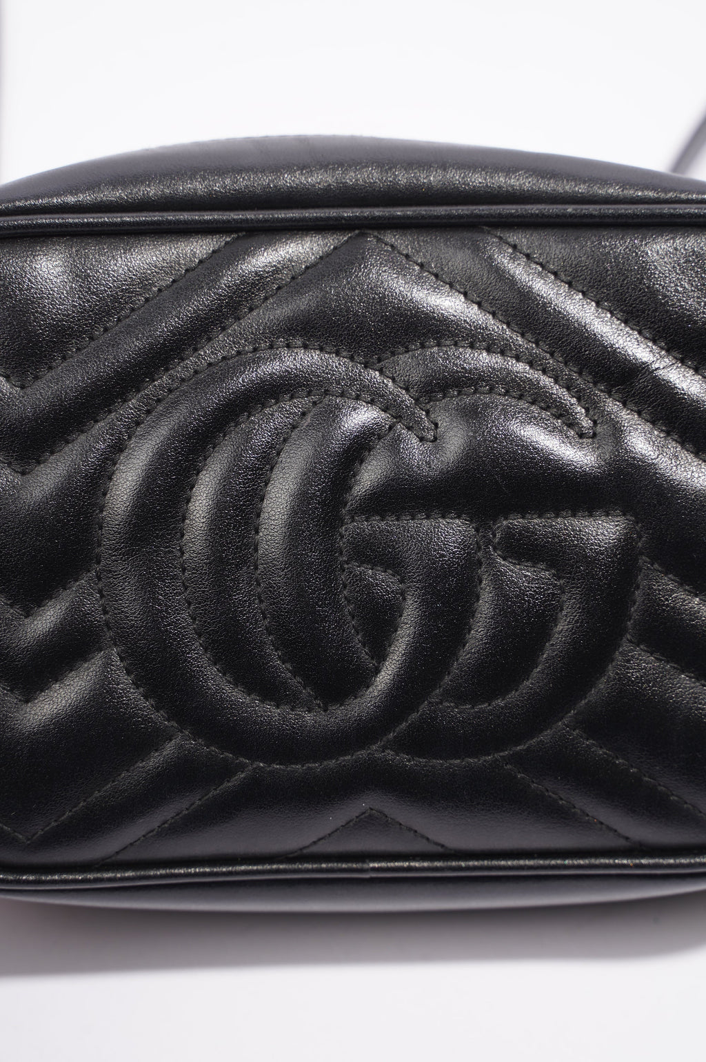 Gucci Marmont Zip Black Matelasse Leather Mini