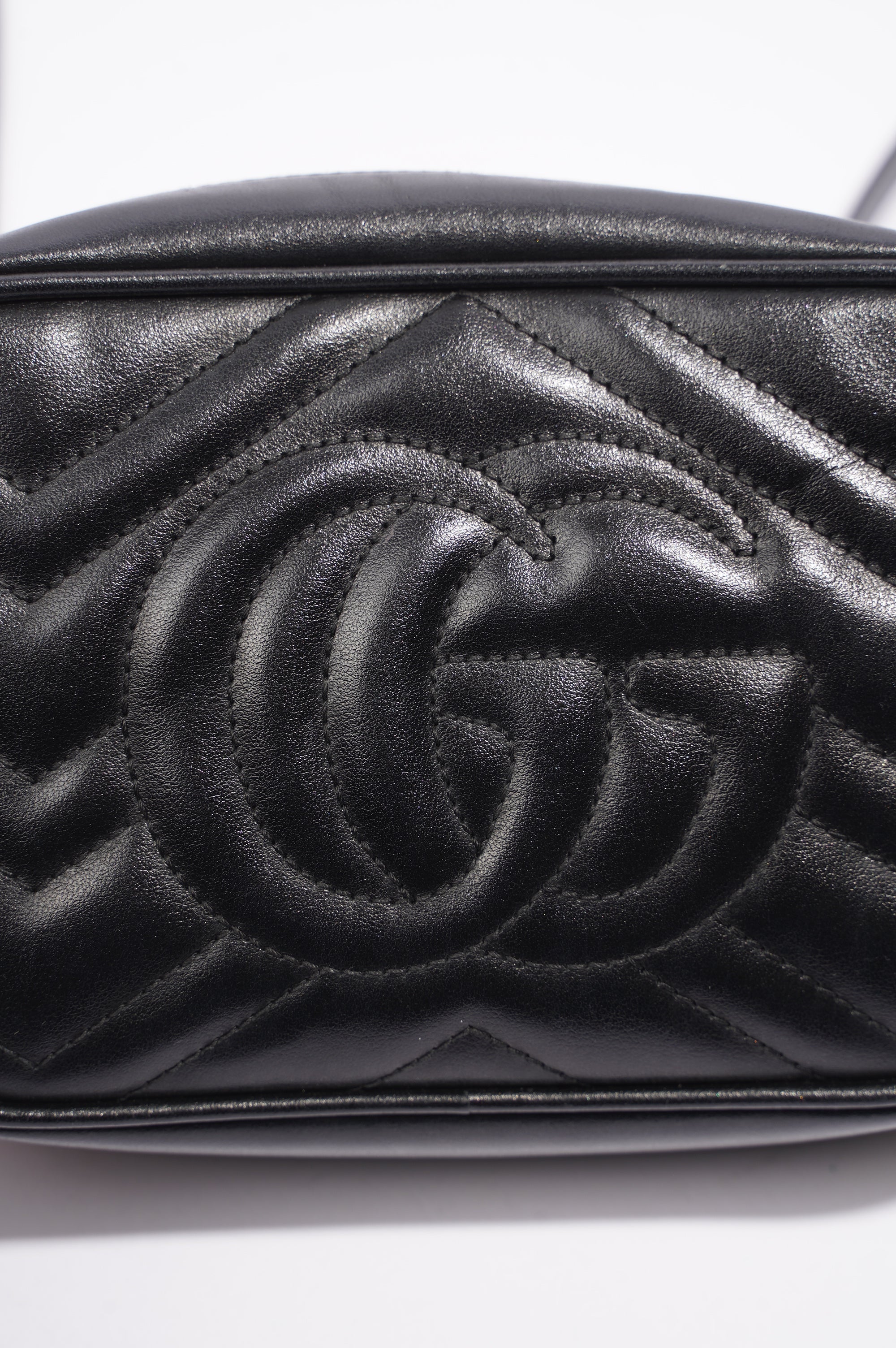 Gucci Marmont Zip Black Matelasse Leather Mini