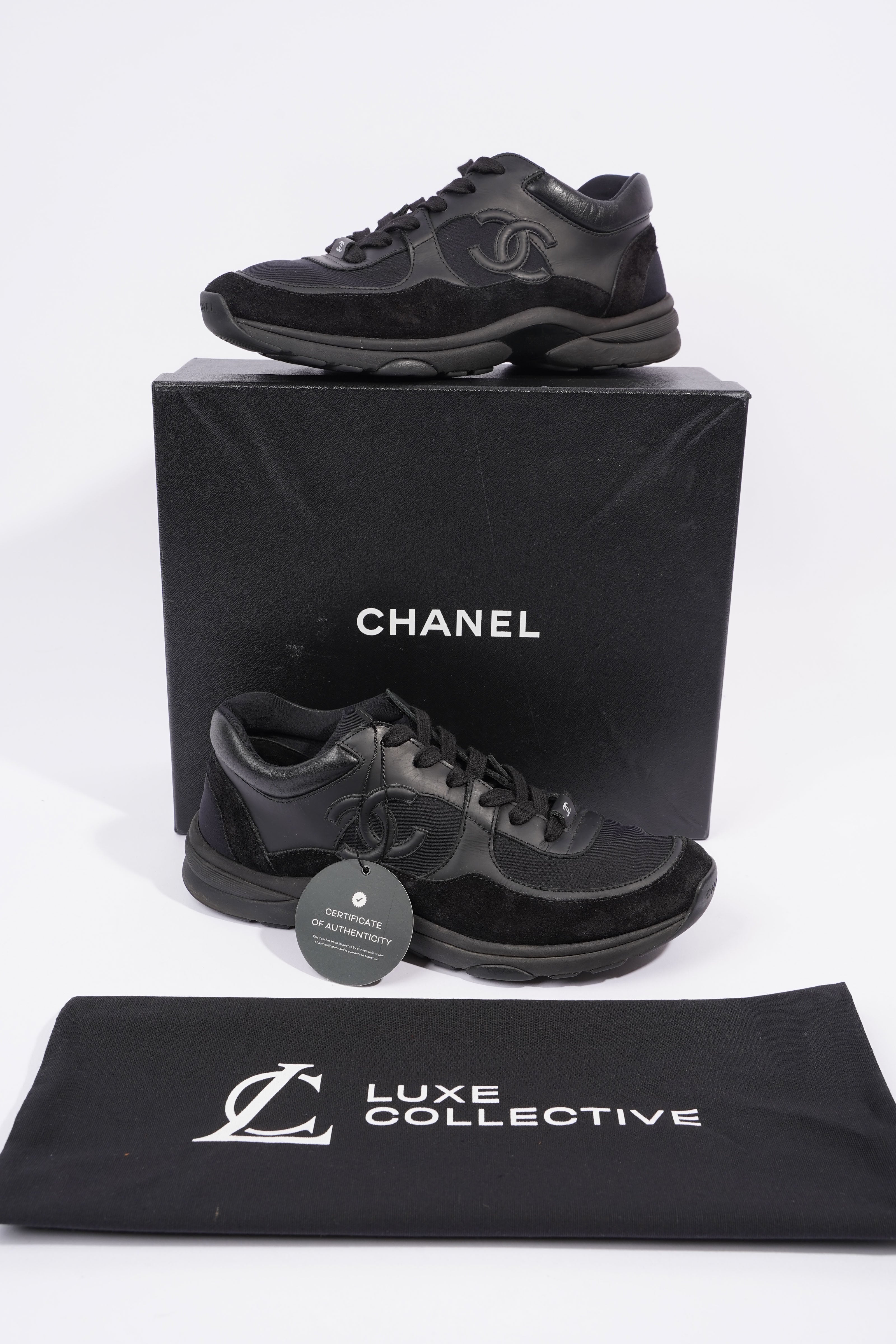 Chanel CC Logo Sneaker Black Suede EU 40 UK 7