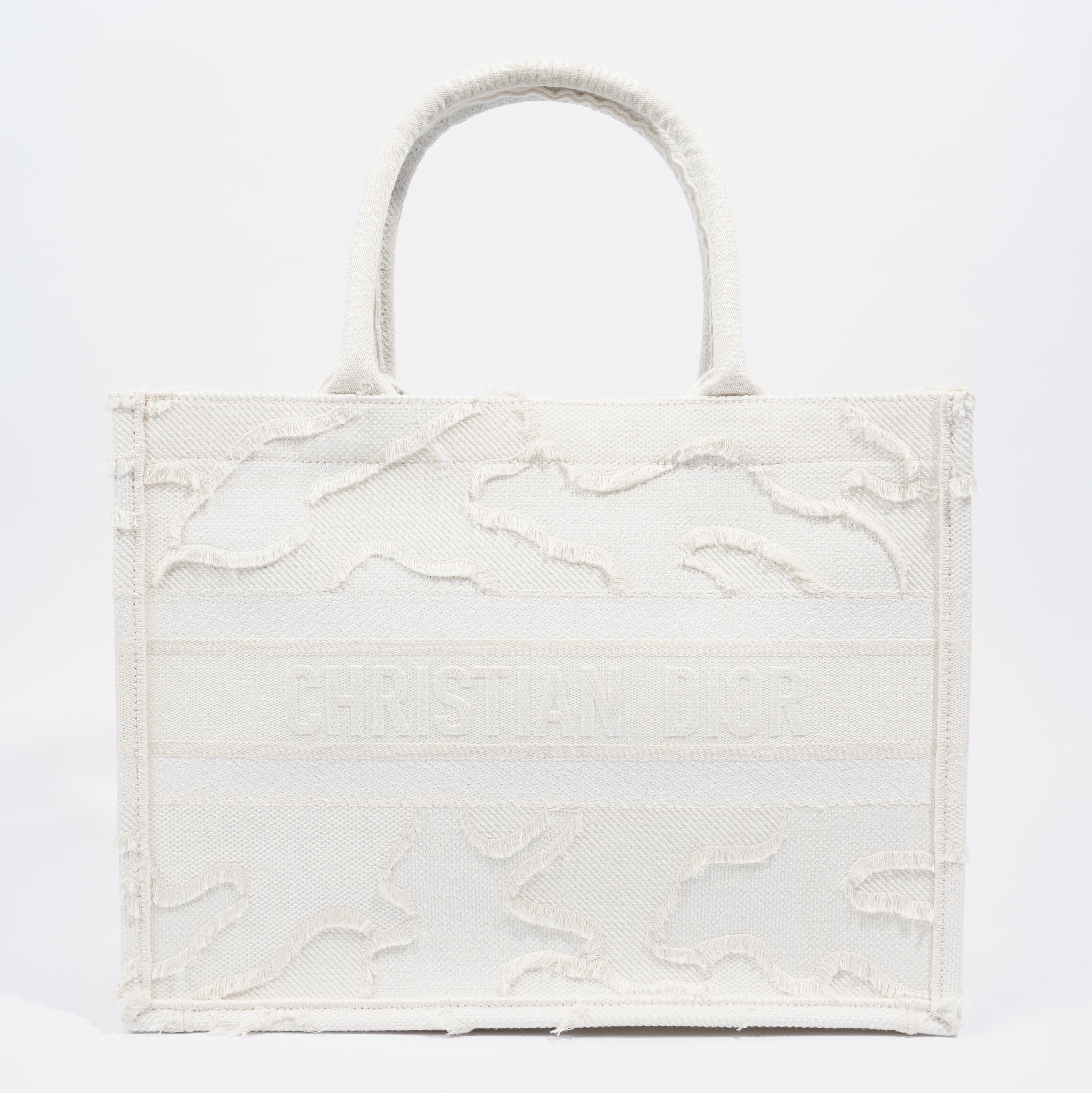 Christian Dior Book Tote Cream Canvas Medium
