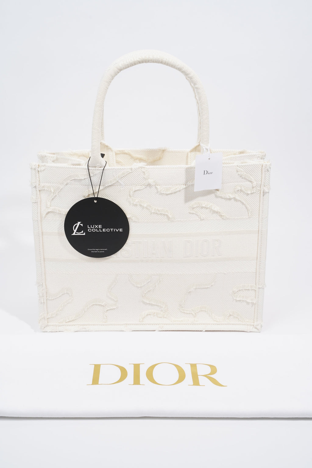 Christian Dior Book Tote Cream Canvas Medium