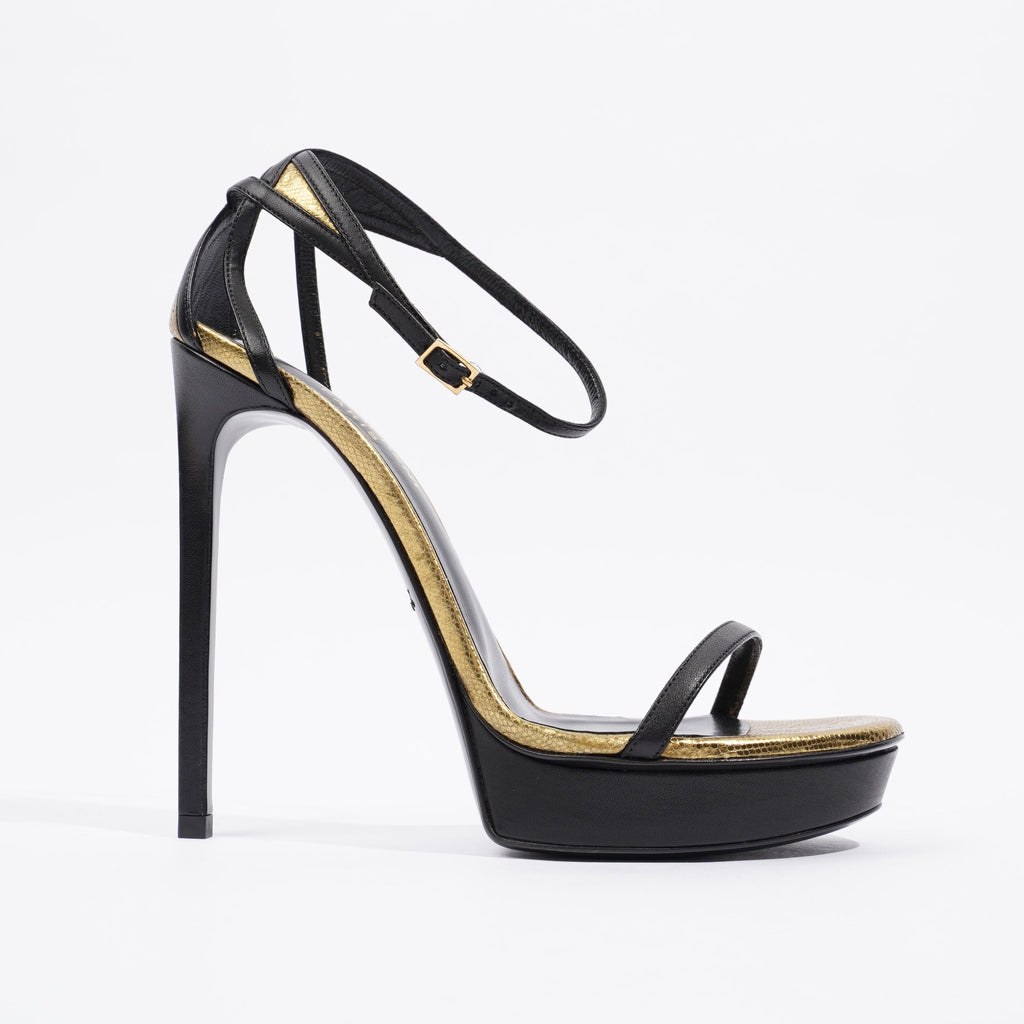Saint Laurent Janis Black / Gold Leather EU 39 UK 6