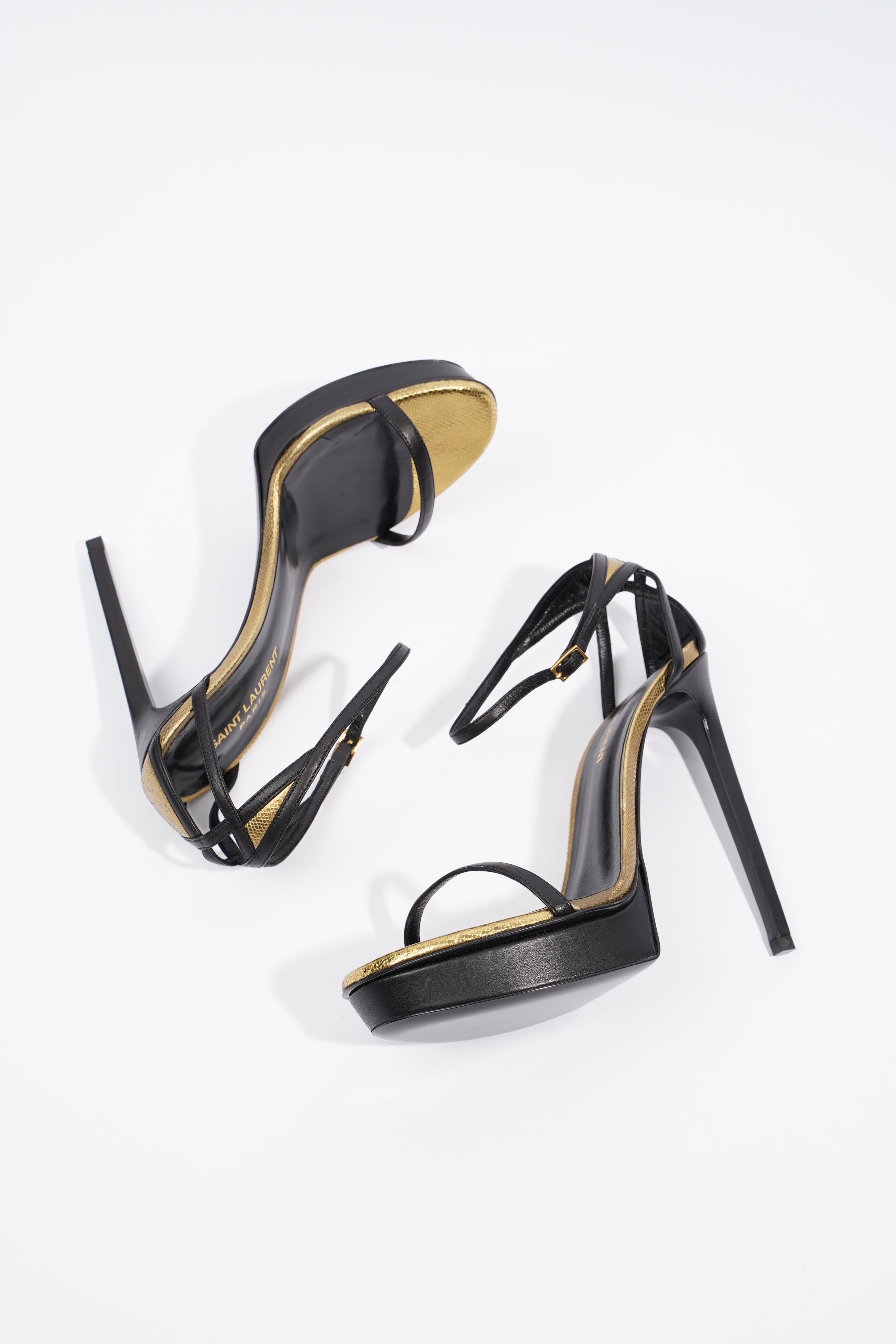 Saint Laurent Janis Black / Gold Leather EU 39 UK 6
