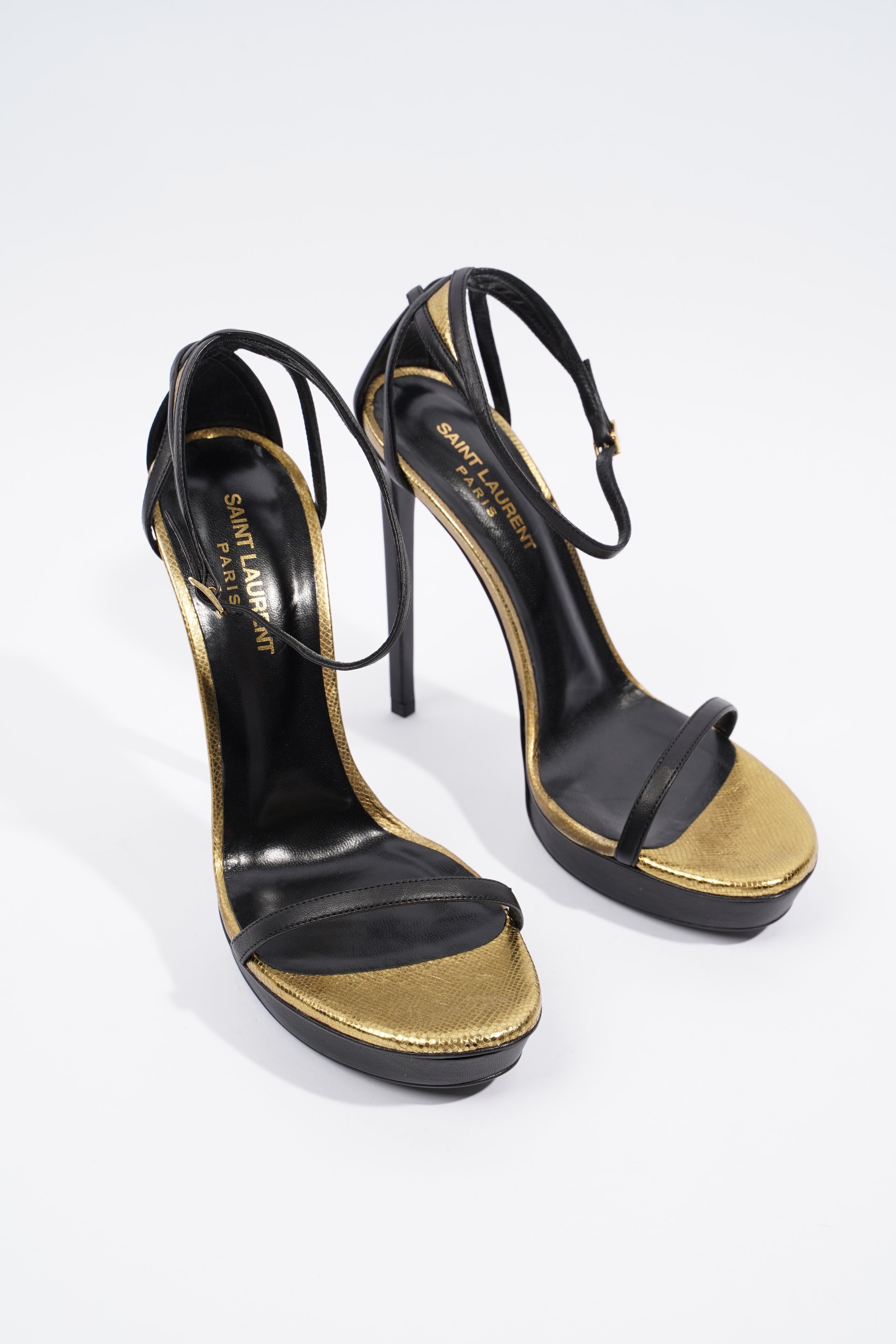 Saint Laurent Janis Black / Gold Leather EU 39 UK 6