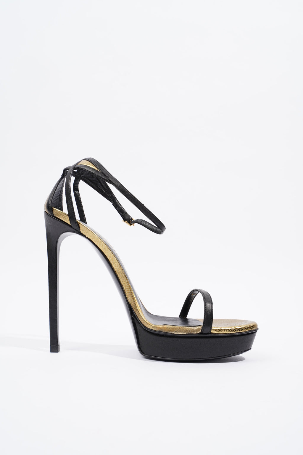 Saint Laurent Janis Black / Gold Leather EU 39 UK 6