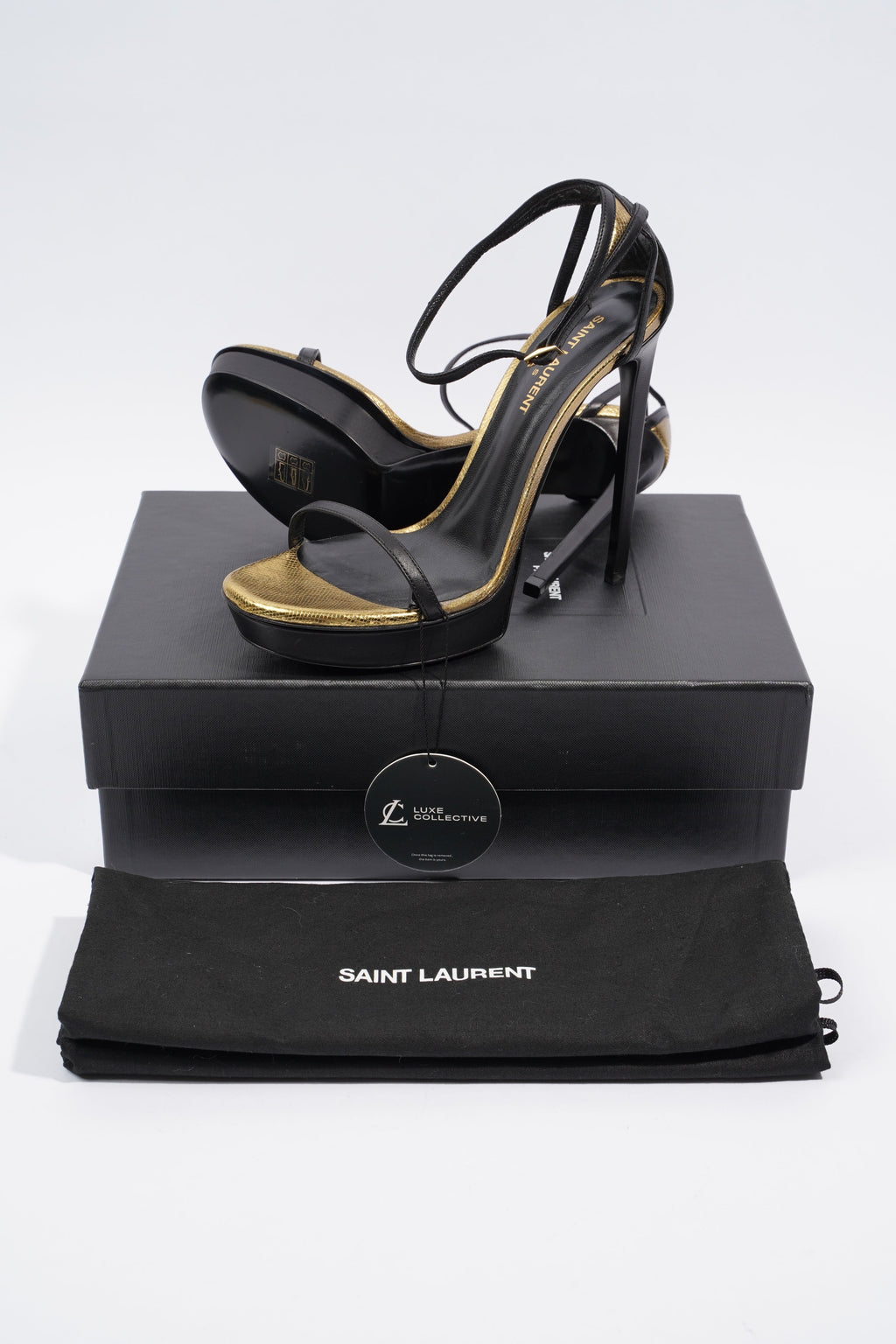 Saint Laurent Janis Black / Gold Leather EU 39 UK 6