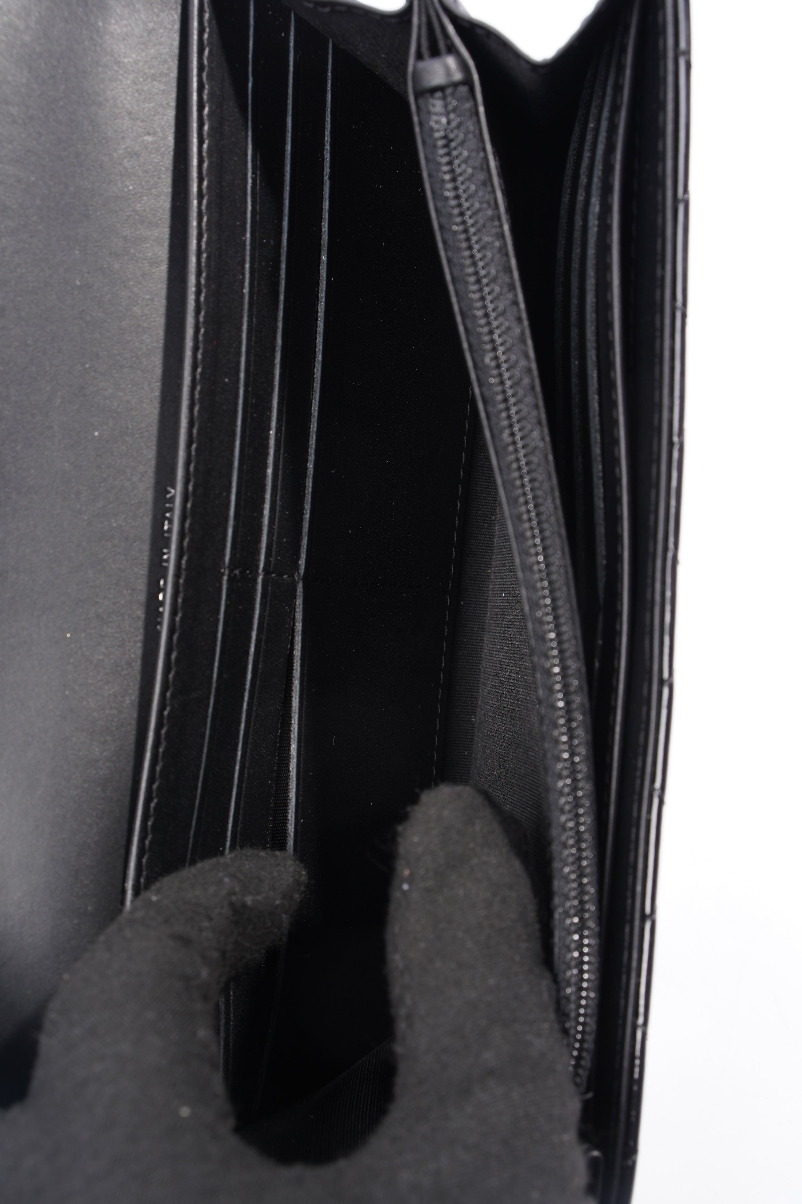 Chanel Quilted Flap Wallet Black Patent Leather