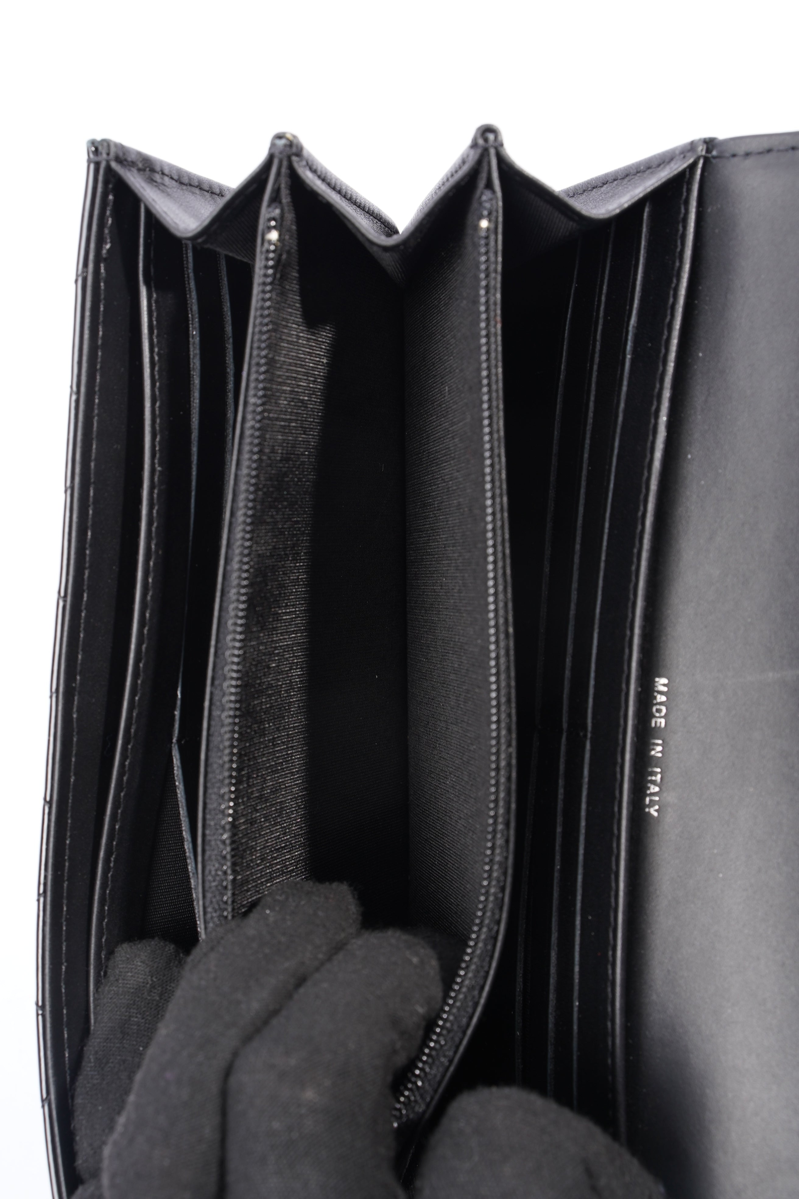 Chanel Quilted Flap Wallet Black Patent Leather