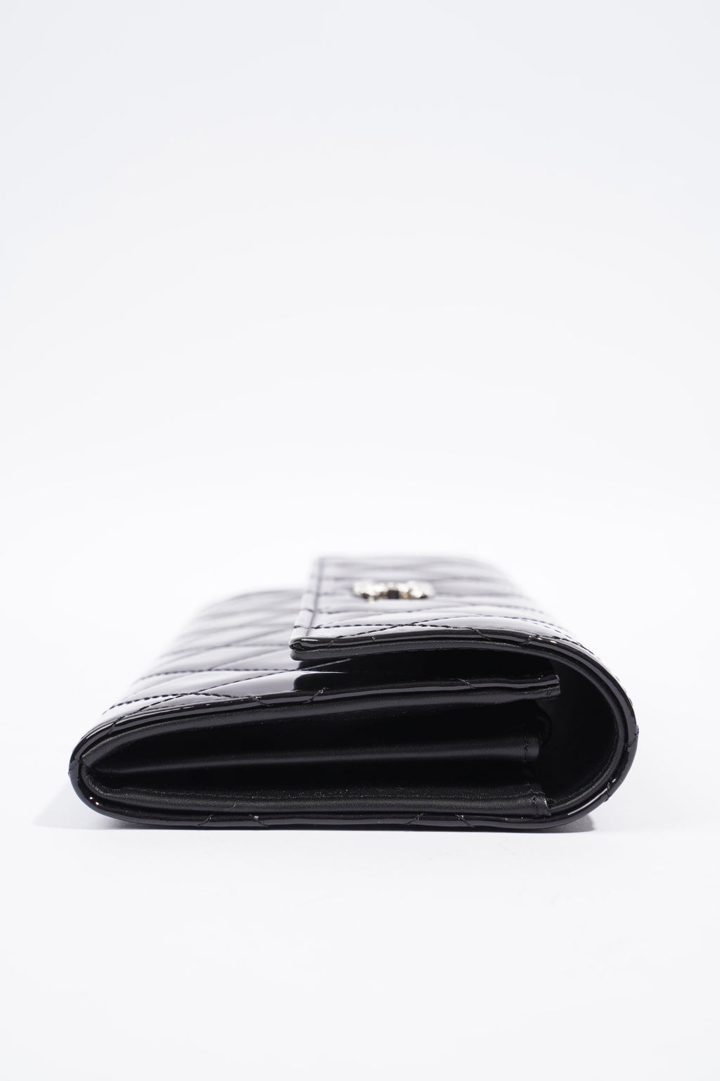 Chanel Quilted Flap Wallet Black Patent Leather