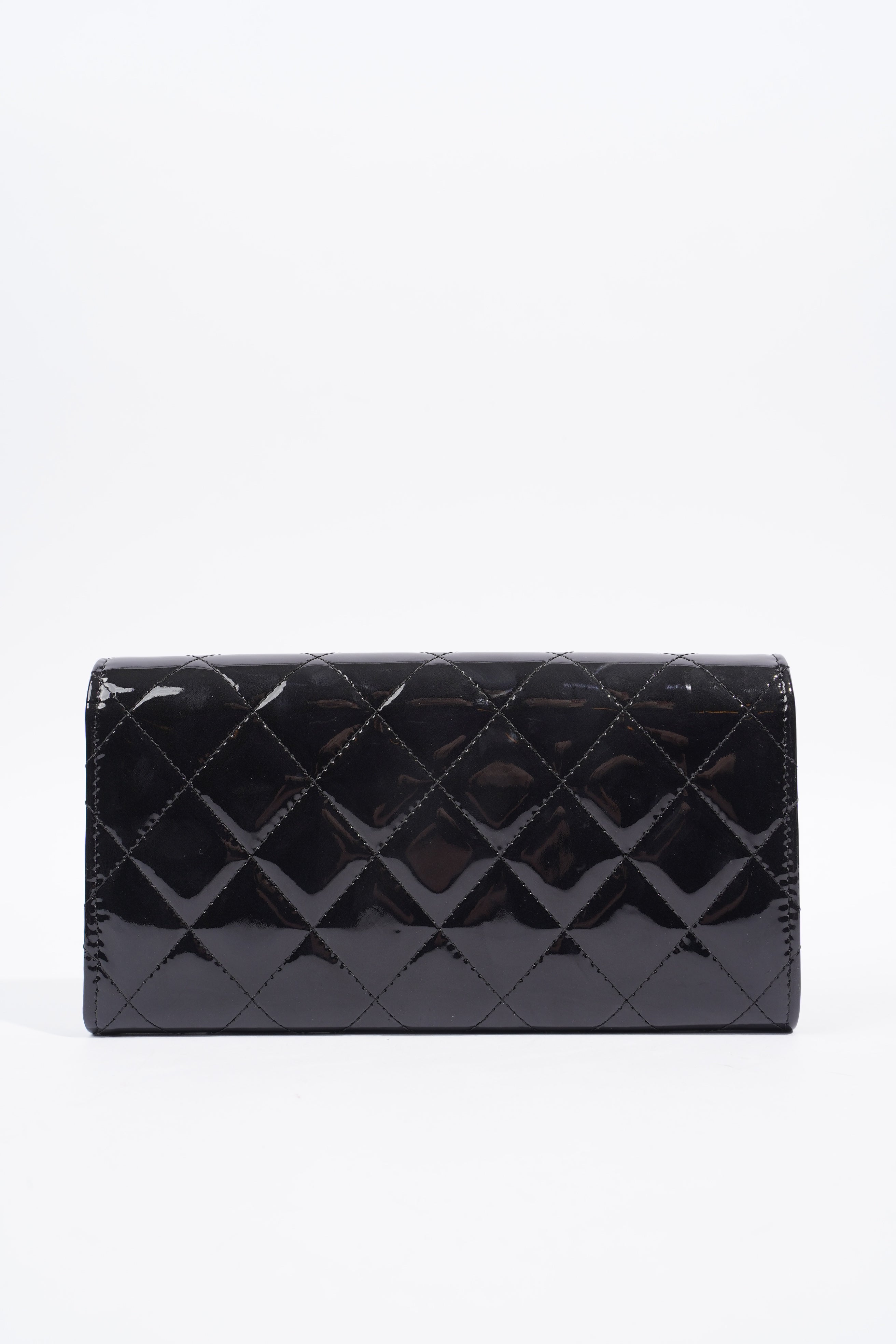 Chanel Quilted Flap Wallet Black Patent Leather