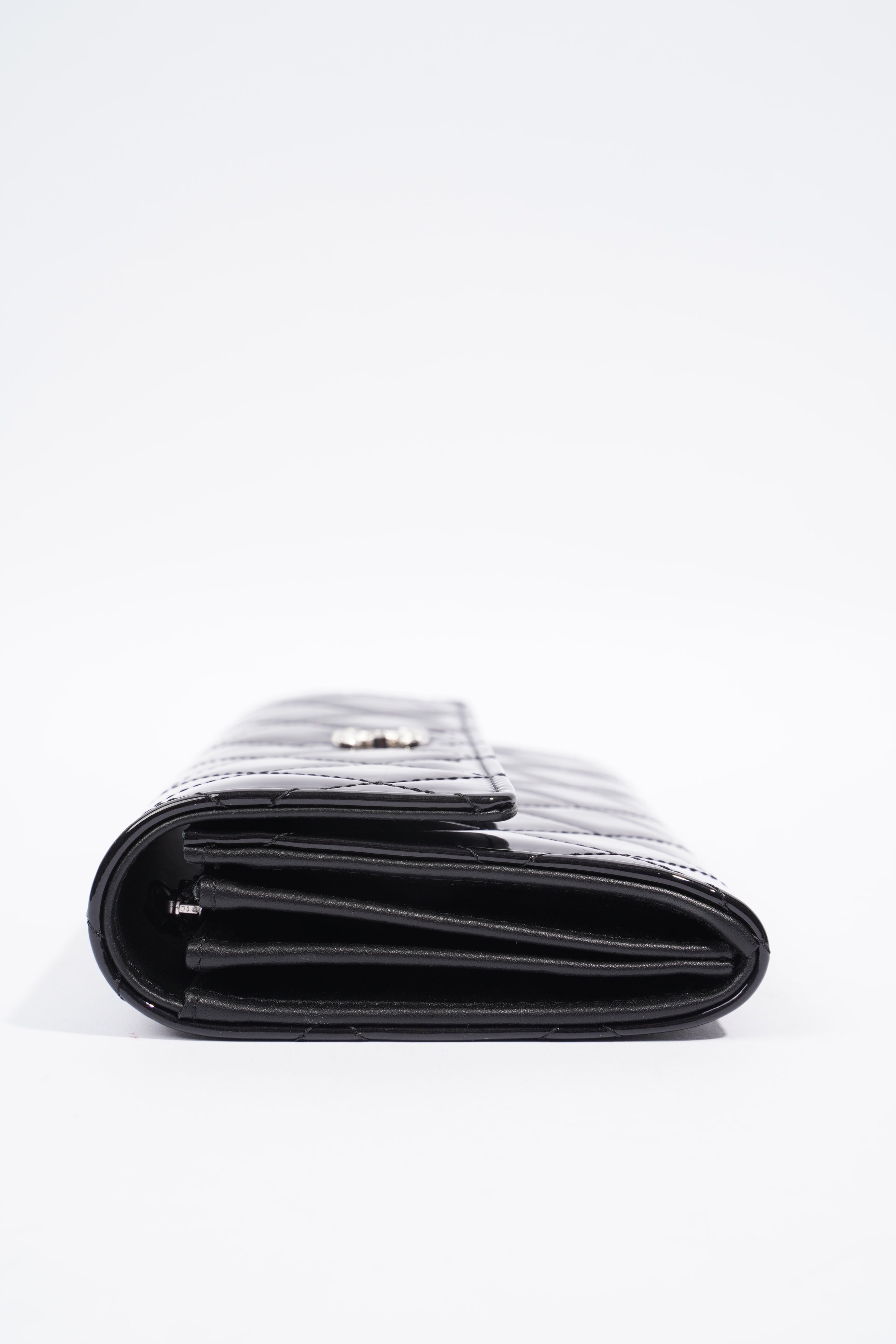 Chanel Quilted Flap Wallet Black Patent Leather