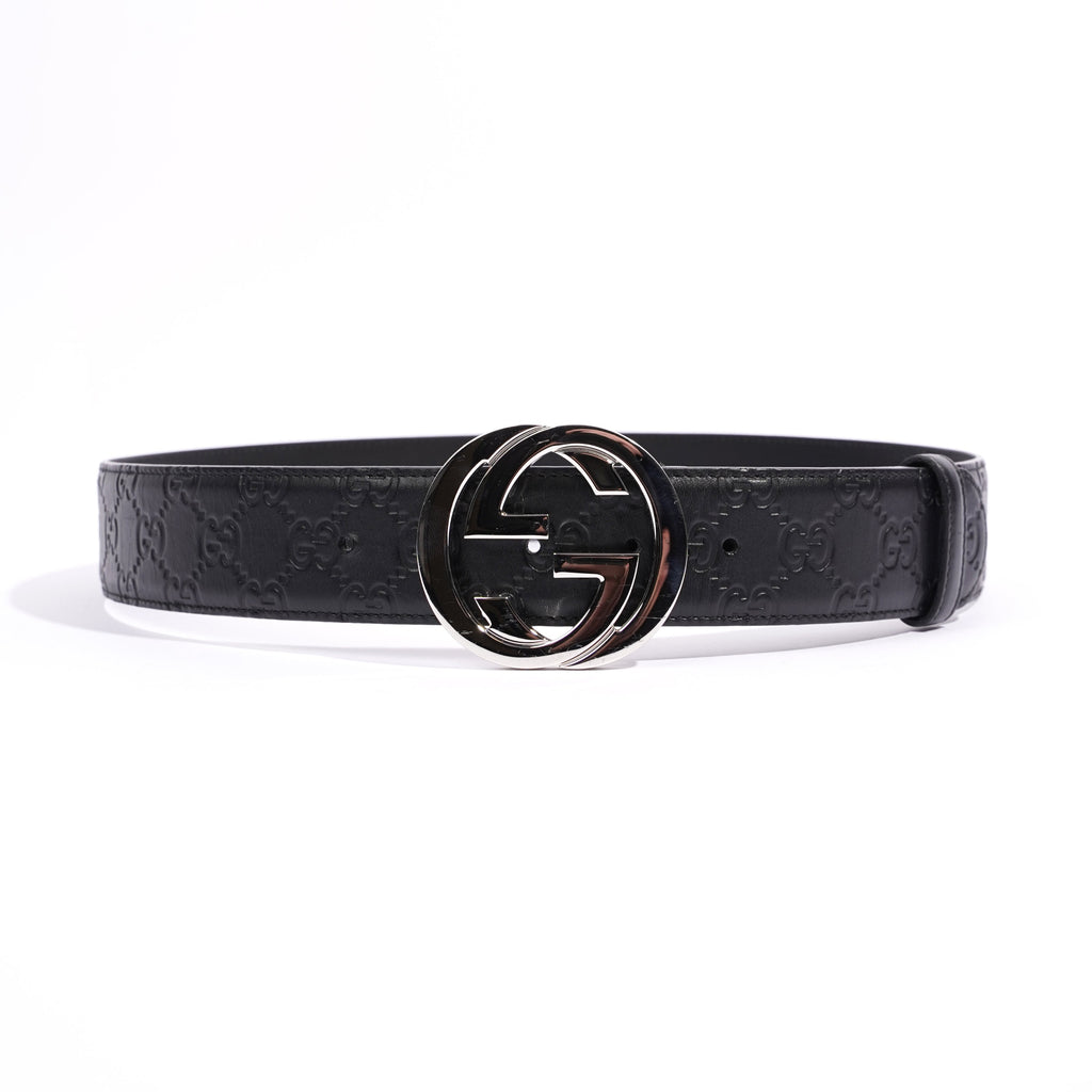 Gucci Signature Belt Black Leather 85cm 34"