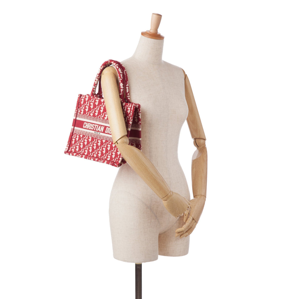 Dior Book Tote Small Red Oblique Canvas