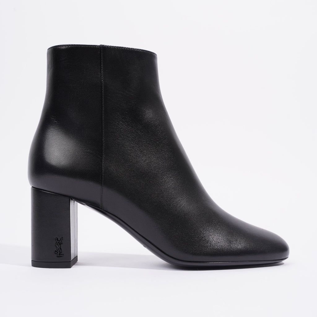 Saint Laurent Lou Ankle Boots Black Leather EU 37 UK 4