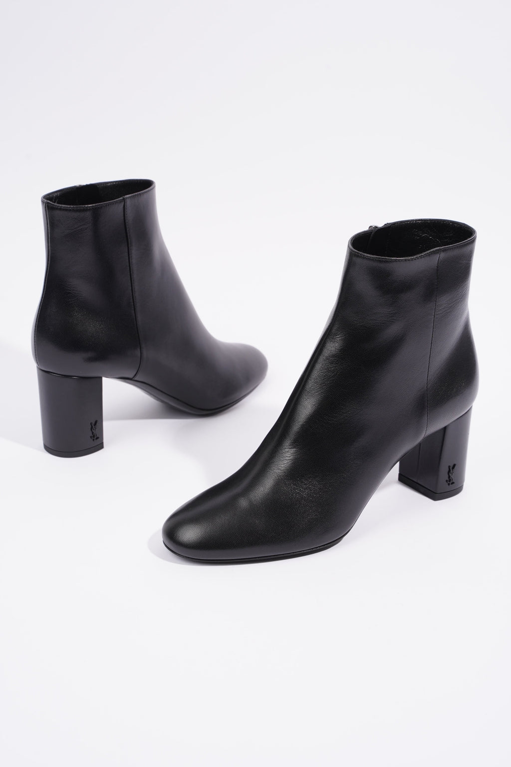 Saint Laurent Lou Ankle Boots Black Leather EU 37 UK 4