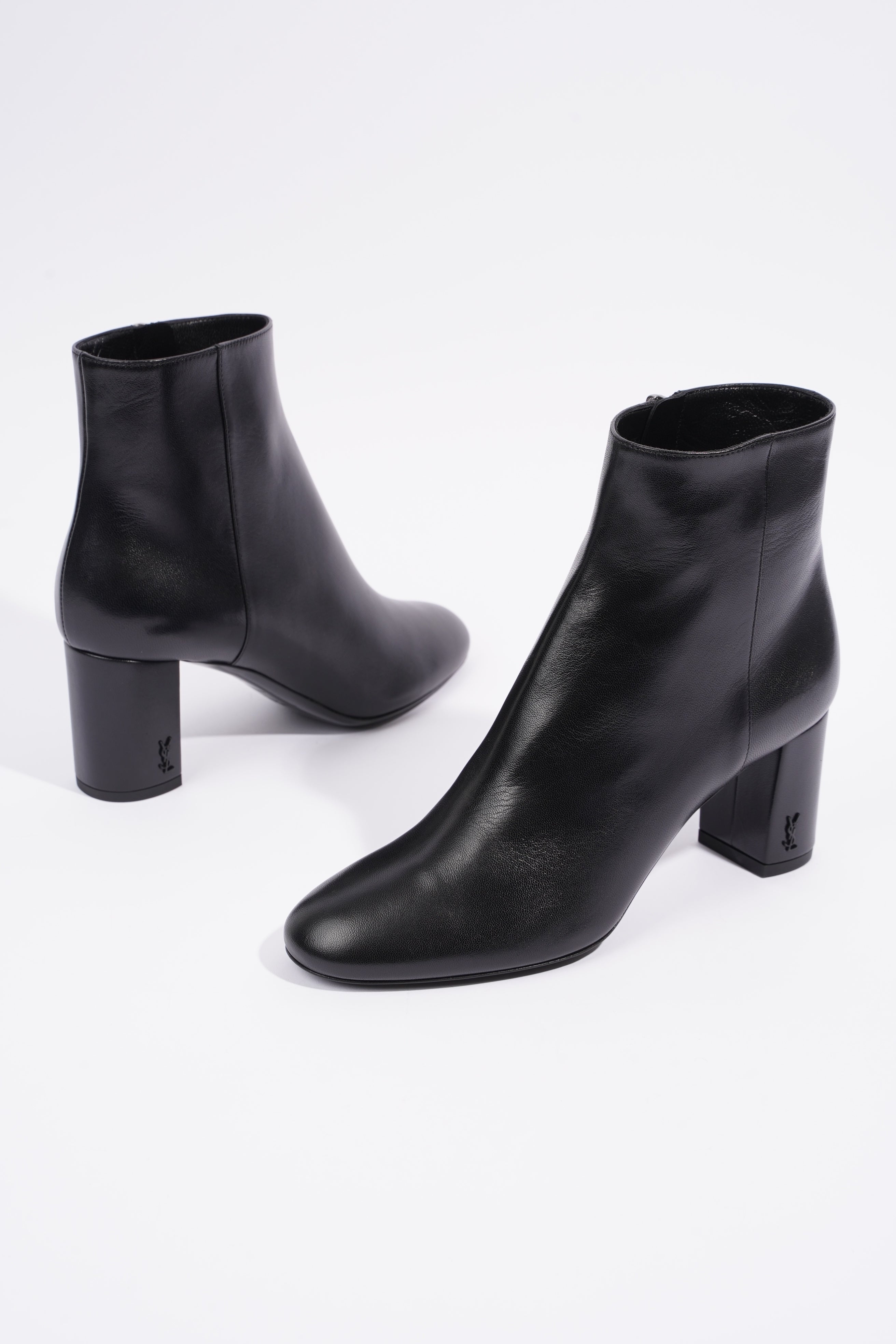 Saint Laurent Lou Ankle Boots Black Leather EU 37 UK 4